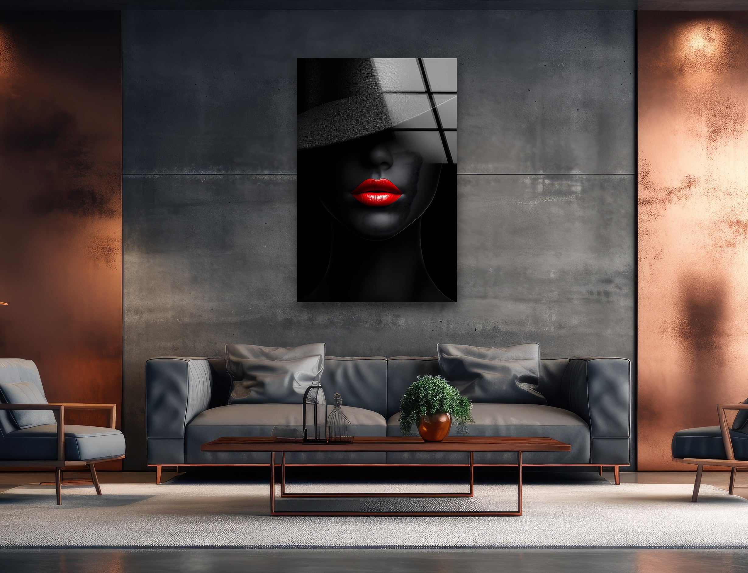Stunning Black and White Portrait of a Beautiful Woman - Elegant Glass Wall Art Decor for Living Room, Bedroom & Office