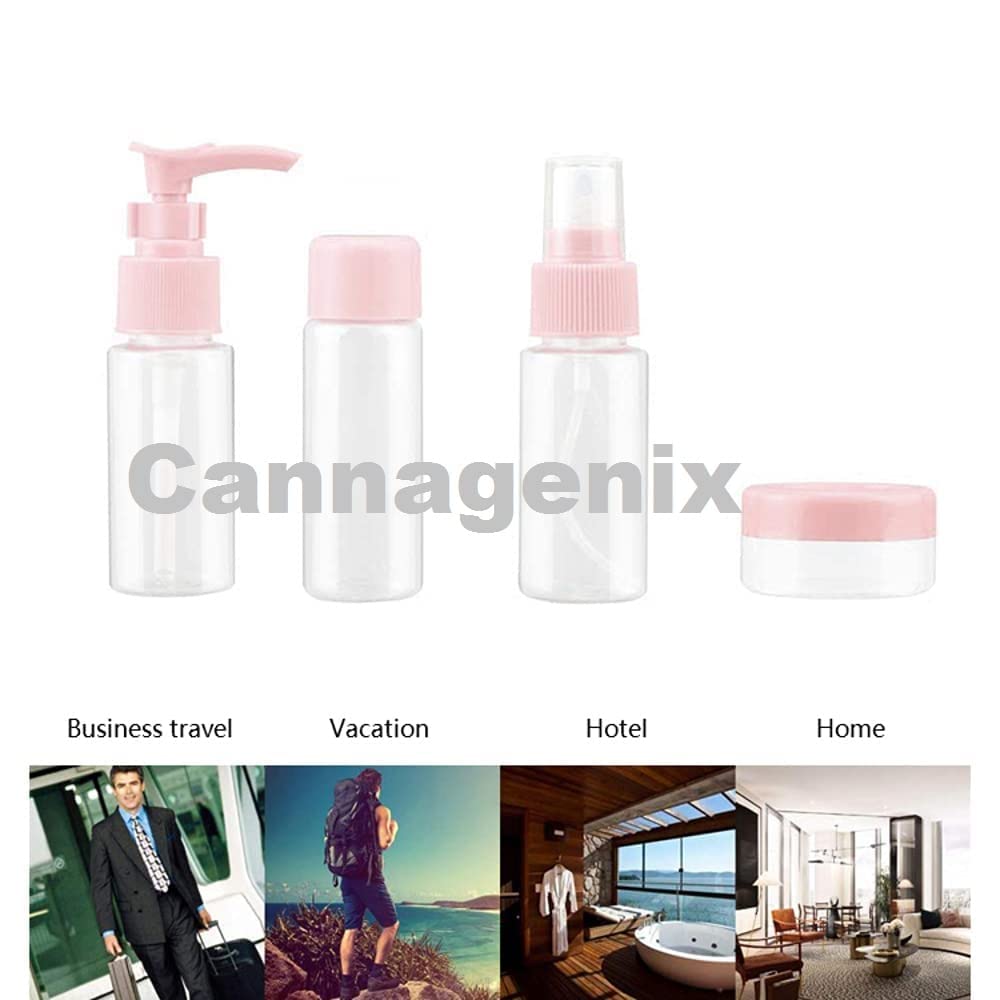 Refillable Travel Perfume Bottles - 7 Pack Plastic Press Spray Bottles for Cosmetics, Makeup & Toiletries | Portable Leak-Proof Liquid Containers | Perfect for Airplane Carry-On, Gym Bag & Vacation Essentials (Multi Color)