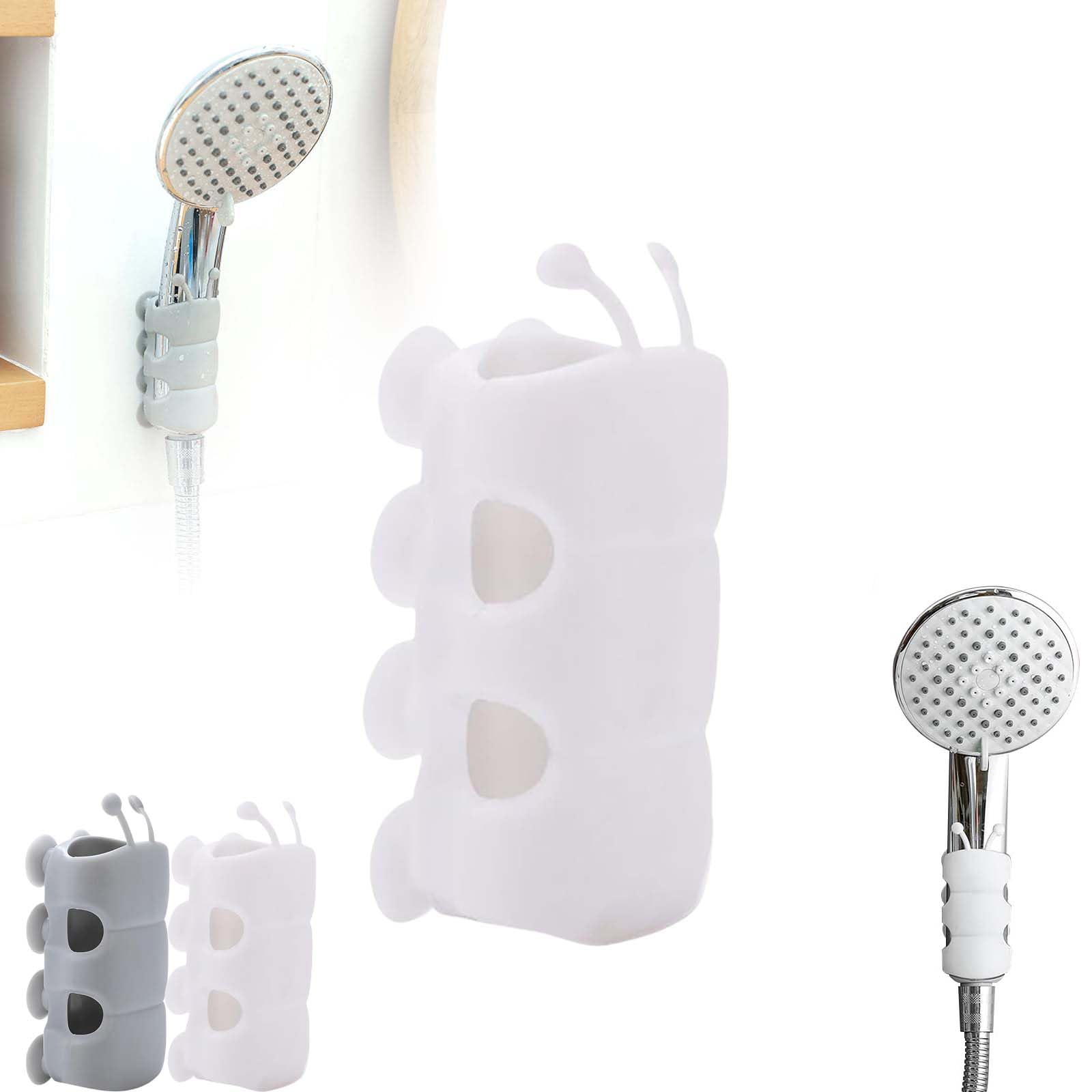 Upgraded Universal Silicone Shower Head Holder - Strong Suction Cup & Adhesive Wall Mount, No Drilling Required - Relocatable Bathroom Organizer for Handheld Showerheads (White, 1PC) - Perfect for Small Bathrooms, Apartments & RVs