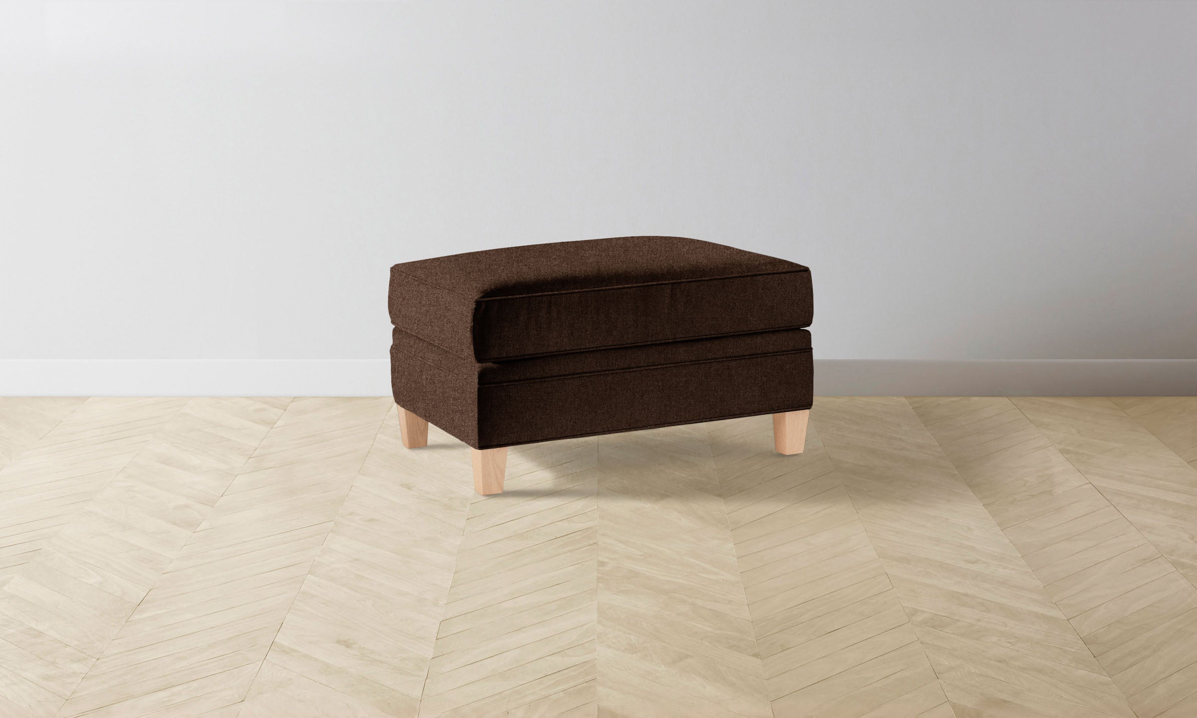 Carmine Ottoman - Italian Brushed Wool Cocoa Brown Footstool | Elegant Living Room Accent, Bedroom Footrest & Cozy Home Decor