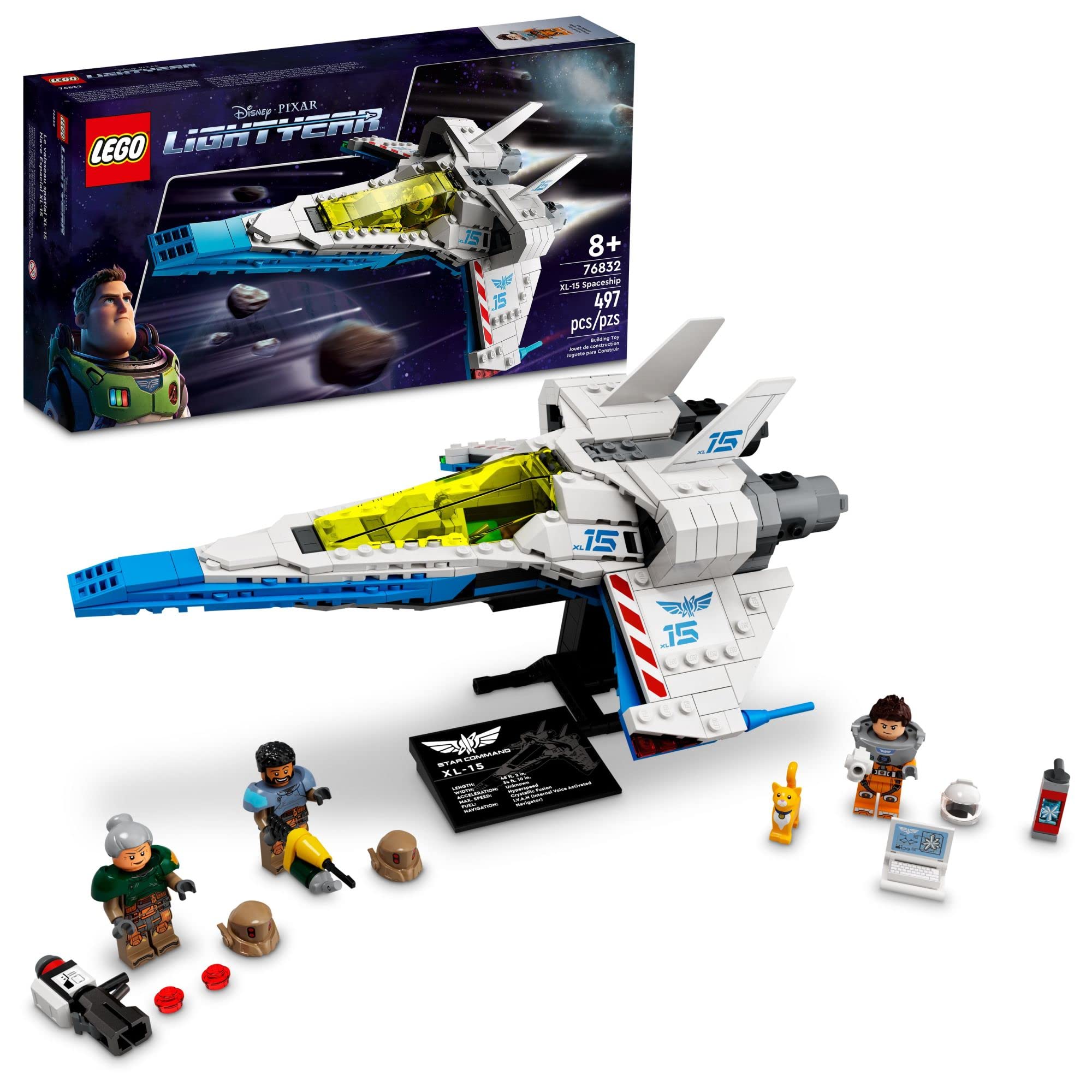 LEGO Disney Pixar Lightyear XL-15 Spaceship Building Toy Set 76832 - Includes Buzz Lightyear Minifigure & Sox Cat Figure | STEM Learning, Space Adventure Play for Kids Ages 8+ | Perfect for Birthday Gifts & Collectors Display