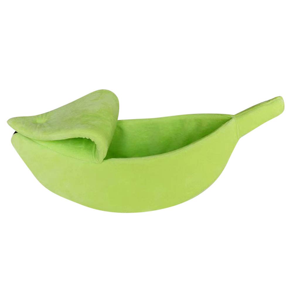 Fluffy Warm Soft Plush Banana Pet Bed for Dogs & Cats - Breathable Comfortable Sleep Nest for Small Pets - Perfect for Home, Crate & Travel Use