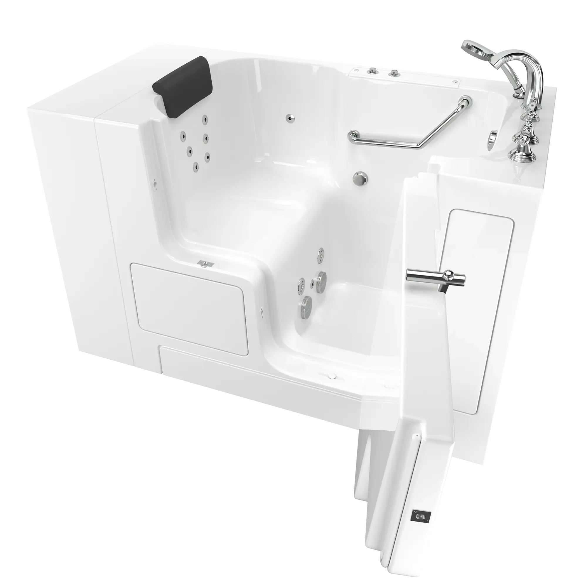 Premium 32 x 52 Inch Gelcoat Walk-In Bathtub with Whirlpool System - Right Hand Drain & Faucet - Ideal for Elderly & Mobility Support - Spa Relaxation at Home