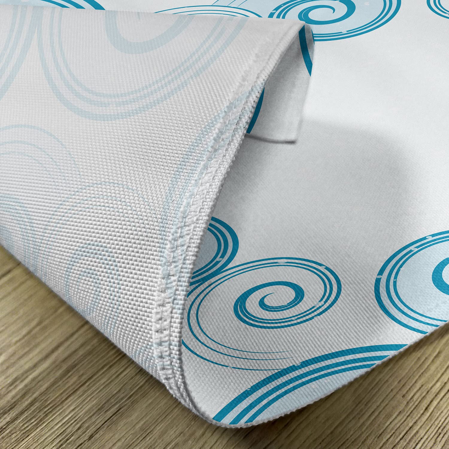Ambesonne 4-Pack Teal and White Placemats - Ocean Wave Inspired Abstract Blue Swirl Design, Washable Fabric Table Mats for Dining Room & Kitchen Decor | Perfect for Beach-Themed Dinner Parties, Coastal Home Styling, and Everyday Meals