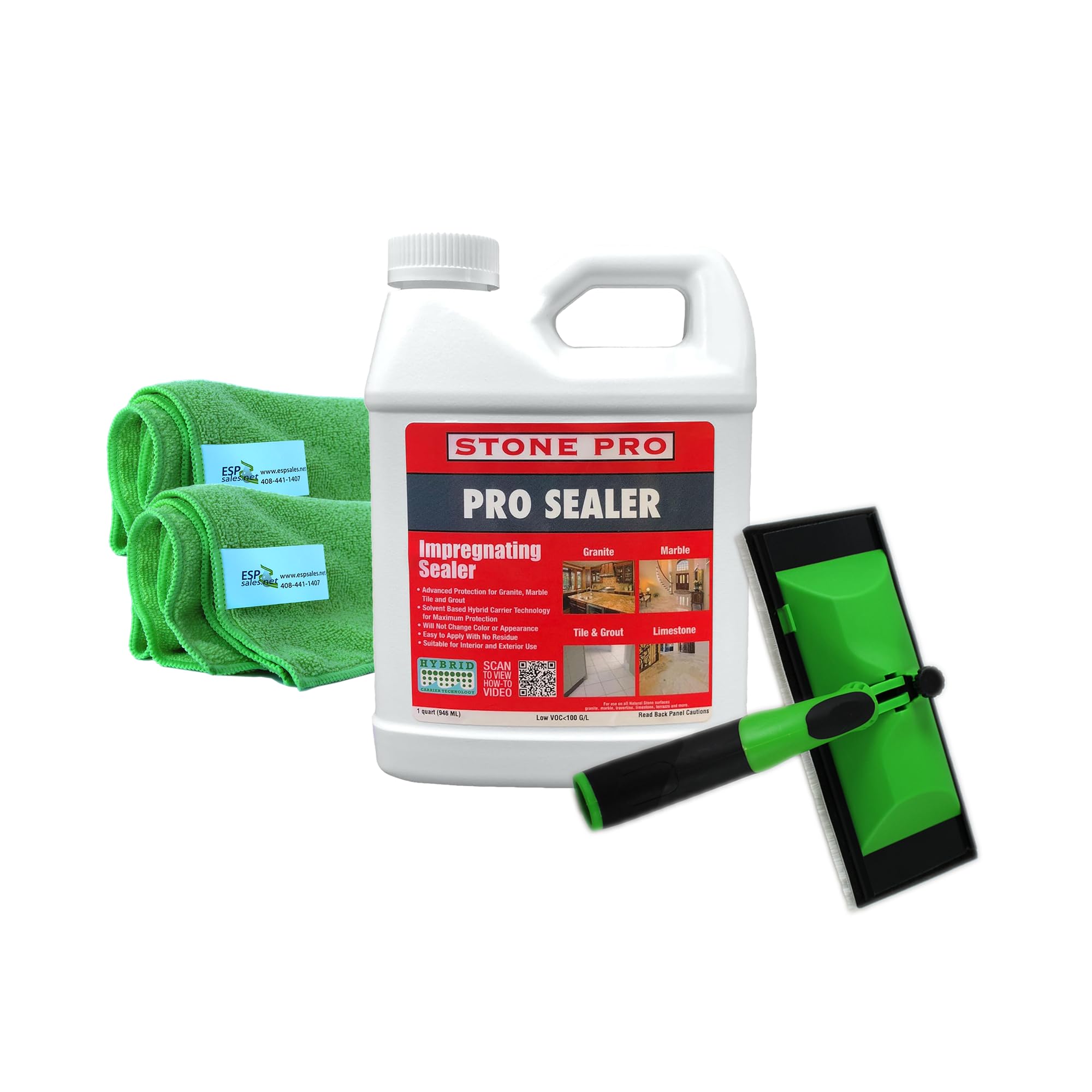 Premium Marble & Travertine Sealer - Tile & Grout Impregnating Sealant (32oz/1 Quart) - Waterproof Protector for Natural Stone, Ceramic & Porcelain Tiles - Ideal for Kitchen Countertops, Bathroom Floors & Outdoor Patios