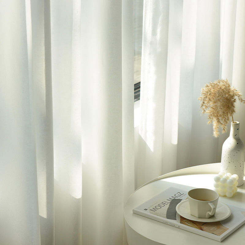 Tencel Lightweight Sheer Curtains - Breathable White Drapes with Soft Top Back Tab | Gentle Radiance & Airy Design for Living Room, Bedroom & Nursery
