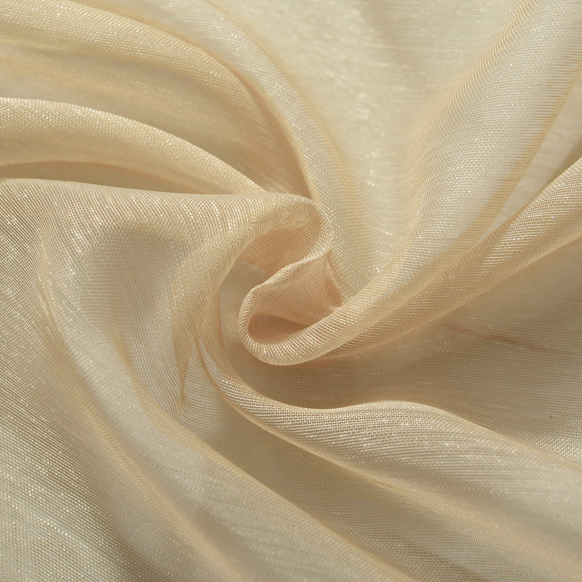 RAIN CITY Beige Sheer Curtains 95 Inch Length - Set of 2 Panels, Translucent Voile Drapes with Elegant Grommet Top for Living Room & Dining Room Windows (52x95 Inches) - Light Filtering, Textured Sheer Curtains for Privacy & Soft Natural Light