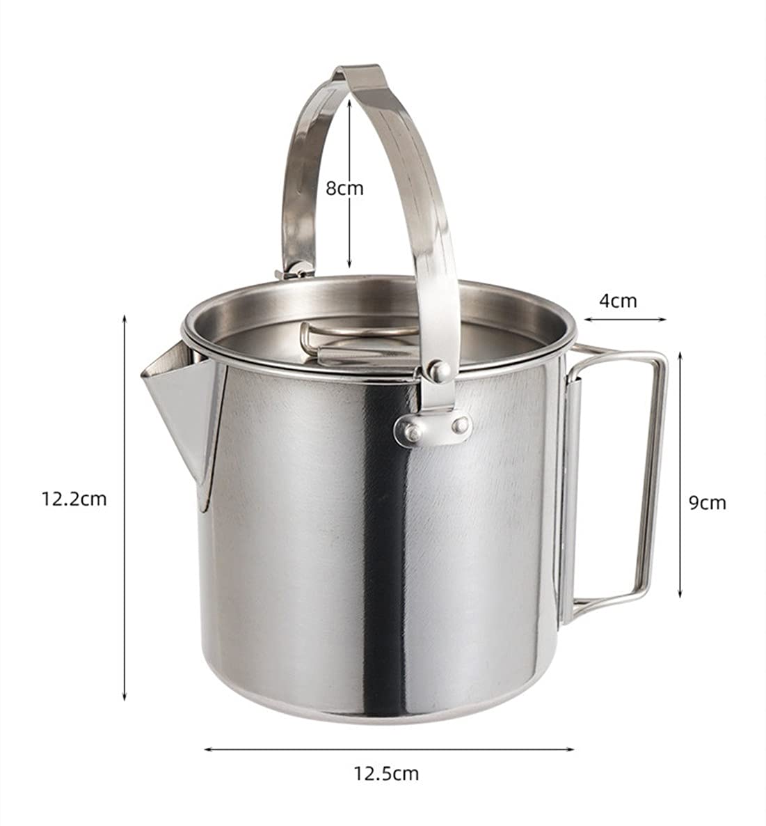 Stainless Steel Camping Kettle - 1.2L Outdoor Hanging Pot for Mountaineering, Picnics & Coffee Brewing | Portable Cookware for Backpacking, Hiking & Outdoor Adventures