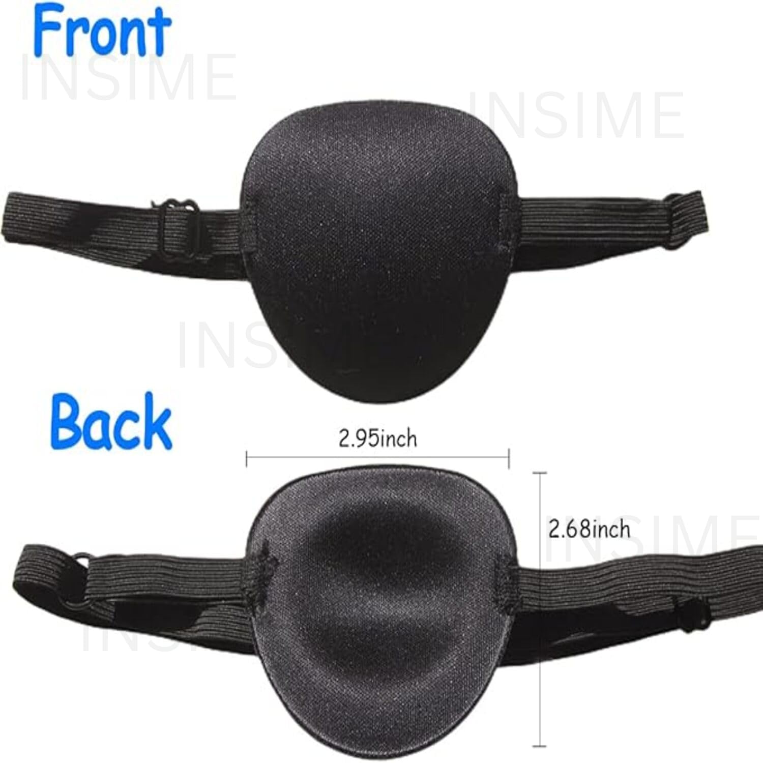 INSIME Adjustable Pirate Eye Patch for Kids - Soft 3D Groove Design for Left or Right Eyes - Lazy Eye Treatment & Amblyopia Therapy - Perfect for Halloween Costumes & Dress-Up Play (Pack of 2)