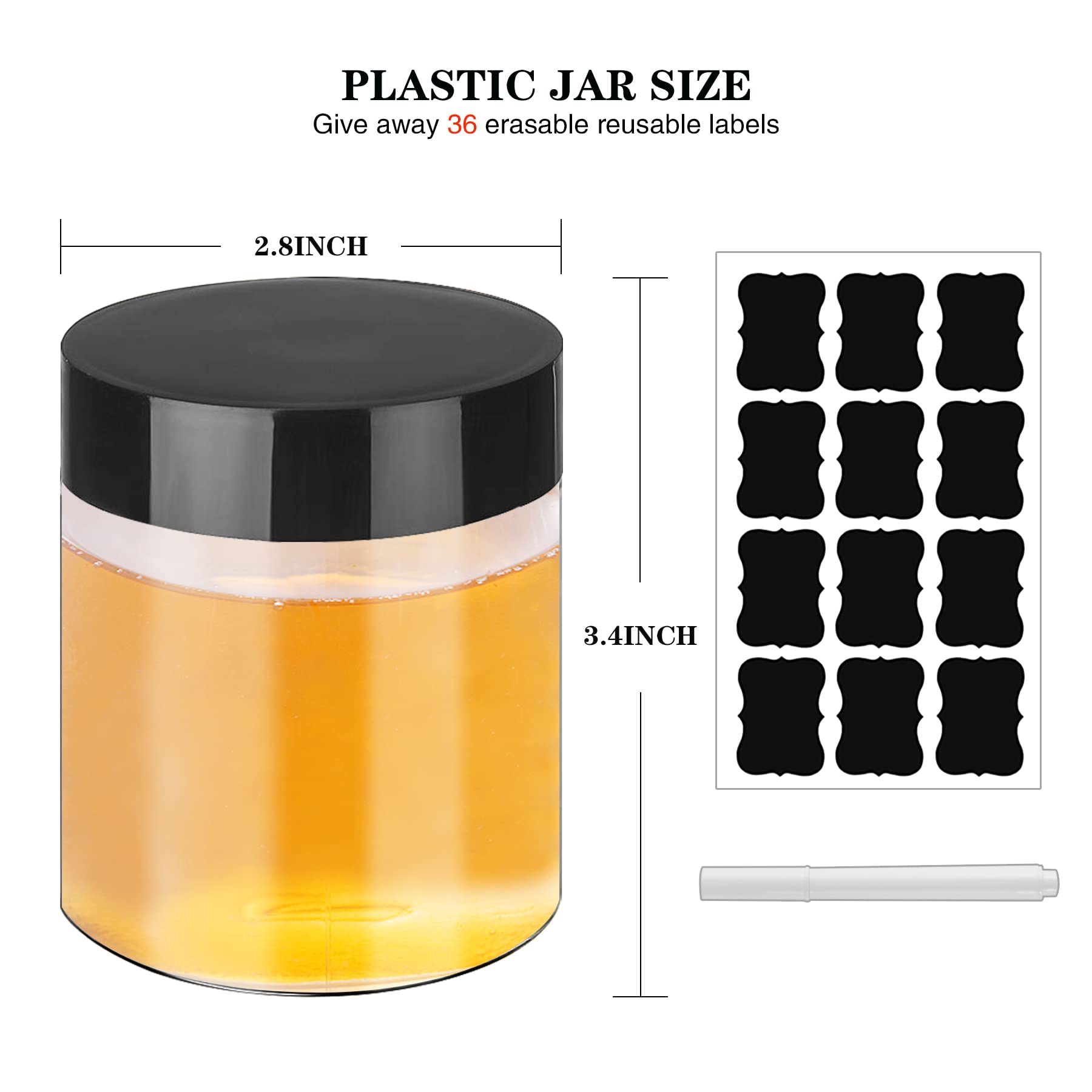 8OZ Clear Plastic Jars with Black Lids (36PCS) - Leak Proof Small Cosmetic Containers for Lotion, Cream, Slime & Travel Essentials | Refillable Round Sample Jars for DIY, Beauty Products & Storage