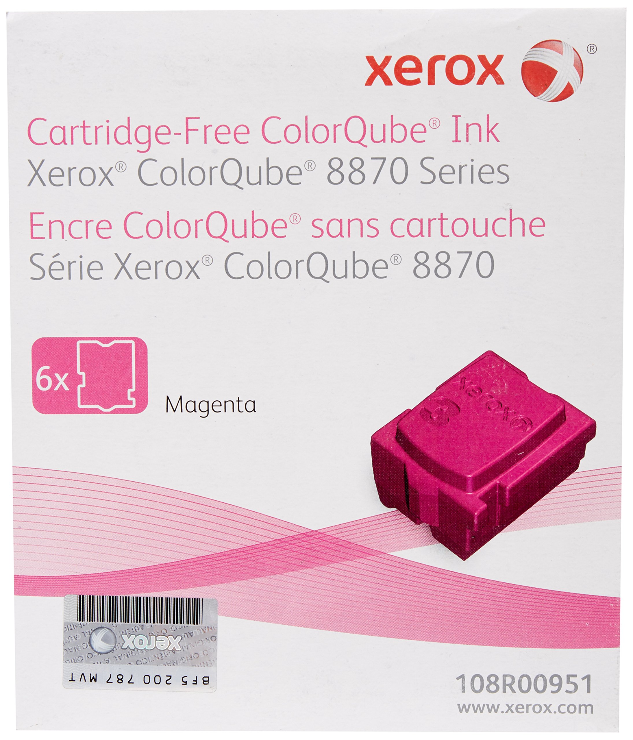 Xerox ColorQube 8870 Magenta 6 Ink Sticks Solid Ink (17,300 Pages) - 108R00951 | High-Yield Printer Cartridge for Office & Home Printing | Compatible with Xerox ColorQube 8870/8860/8850 Printers