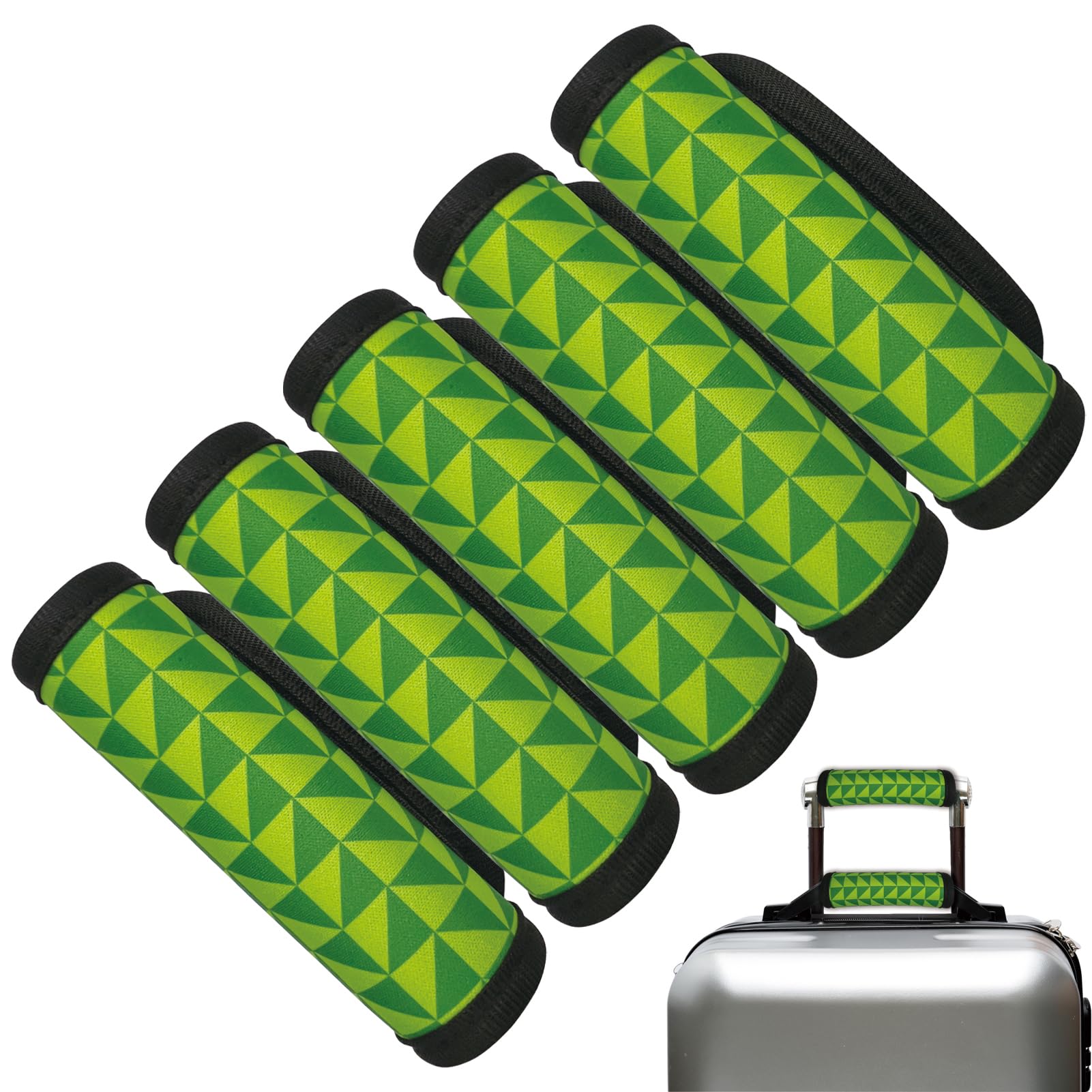 5 Pack Cute Green Luggage Handle Wraps - Cruise & Airplane Travel Suitcase Tags for Easy Identification - Perfect for Family Vacations, Business Trips & Group Tours