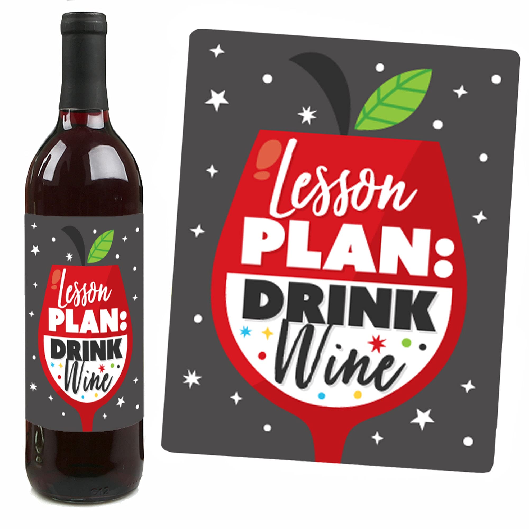 Happy Retirement Party Decorations Set - 4 Wine Bottle Label Stickers for Teachers | Big Dot of Happiness | Retirement Gifts for Women & Men | Perfect for Farewell Parties & Celebrations