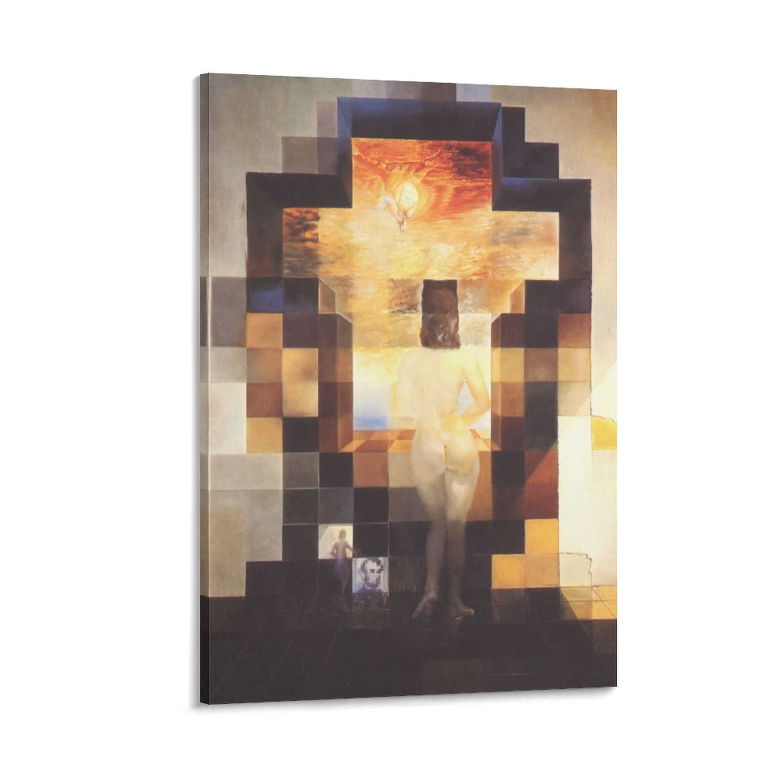 Salvador Dali Gala Contemplating The Mediterranean Sea Wall Art - 28 Masterpieces Canvas Painting Decor, Abraham Lincoln Portrait Transformation Poster - Perfect for Living Room, Bedroom & Office Wall Decor