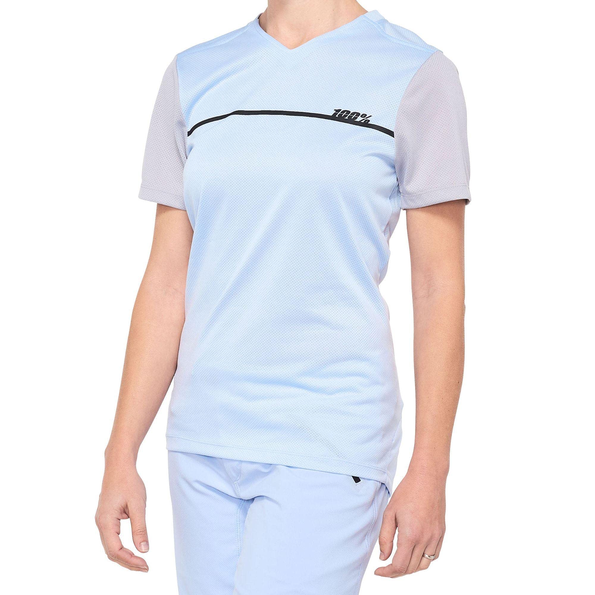 RIDECAMP Women's Jersey Powder Blue & Grey XL - Soft Breathable Athletic Top for Running, Yoga & Gym Workouts