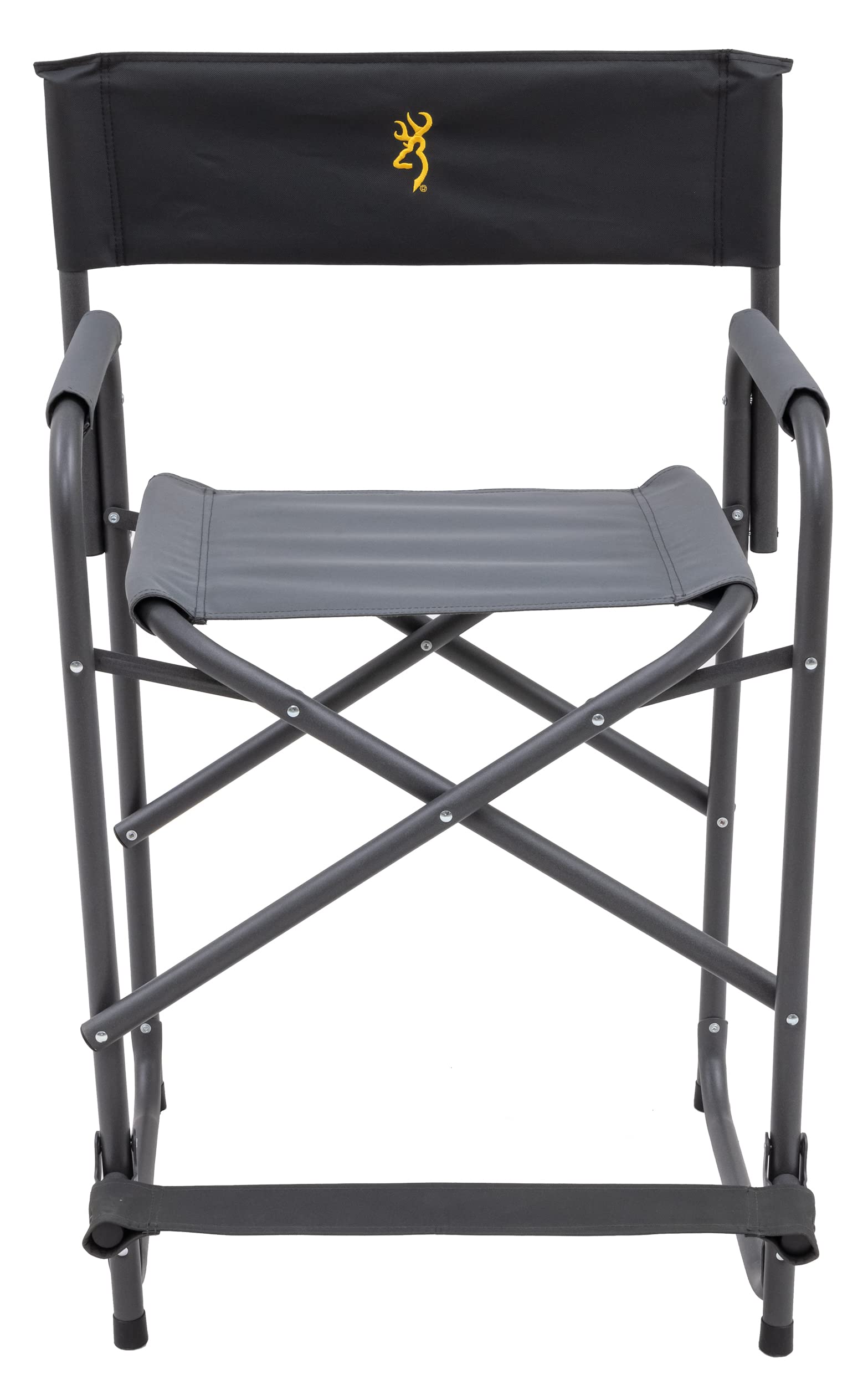 Browning Directors Chair - Heavy Duty Outdoor Folding Chair with Durable Fabric & Sturdy Aluminum/Steel Frame, Tall Seat & Flip-Down Footrest - Perfect for Camping, Beach, Backyard & Outdoor Events