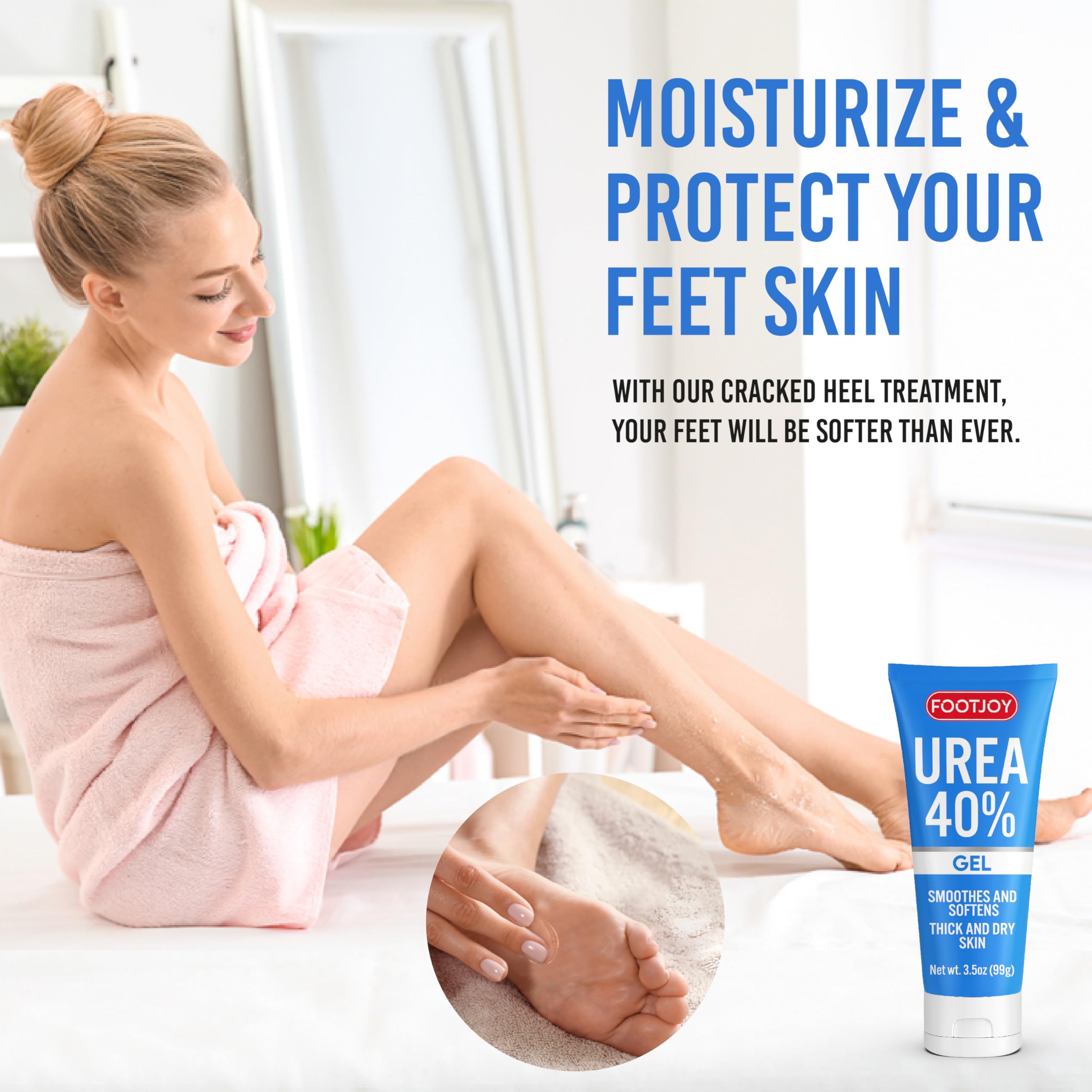 FOOTJOY Urea Gel 40% - Intensive Foot Cream for Cracked Heels, Dry Feet & Rough Skin - Moisturizing Foot Spa Treatment with 40% Urea - Perfect for Cracked Heel Repair & Soft Baby Feet - Ideal for Daily Foot Care, Pedicures & At-Home Spa Treatments