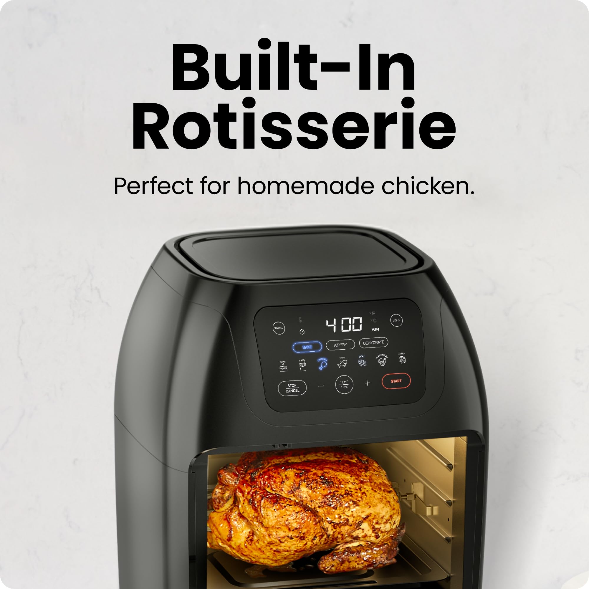 CHEFMAN 10L XL Digital Air Fryer with Rotisserie & Dehydrator - 17-in-1 Multifunctional Convection Oven for Baking, Roasting, Frying | Large View Window, Auto Shutoff | Perfect for Family Cooking, Meal Prep & Healthy Eating