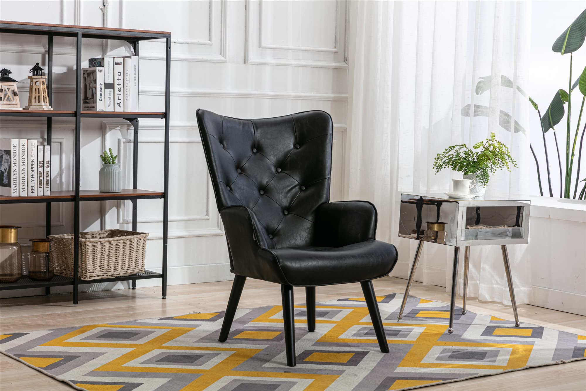 Modern Upholstered Accent Armchair with Button Decor - 300 lbs Weight Capacity, Brown - Perfect for Living Room, Lounge, Office & Reading Nook