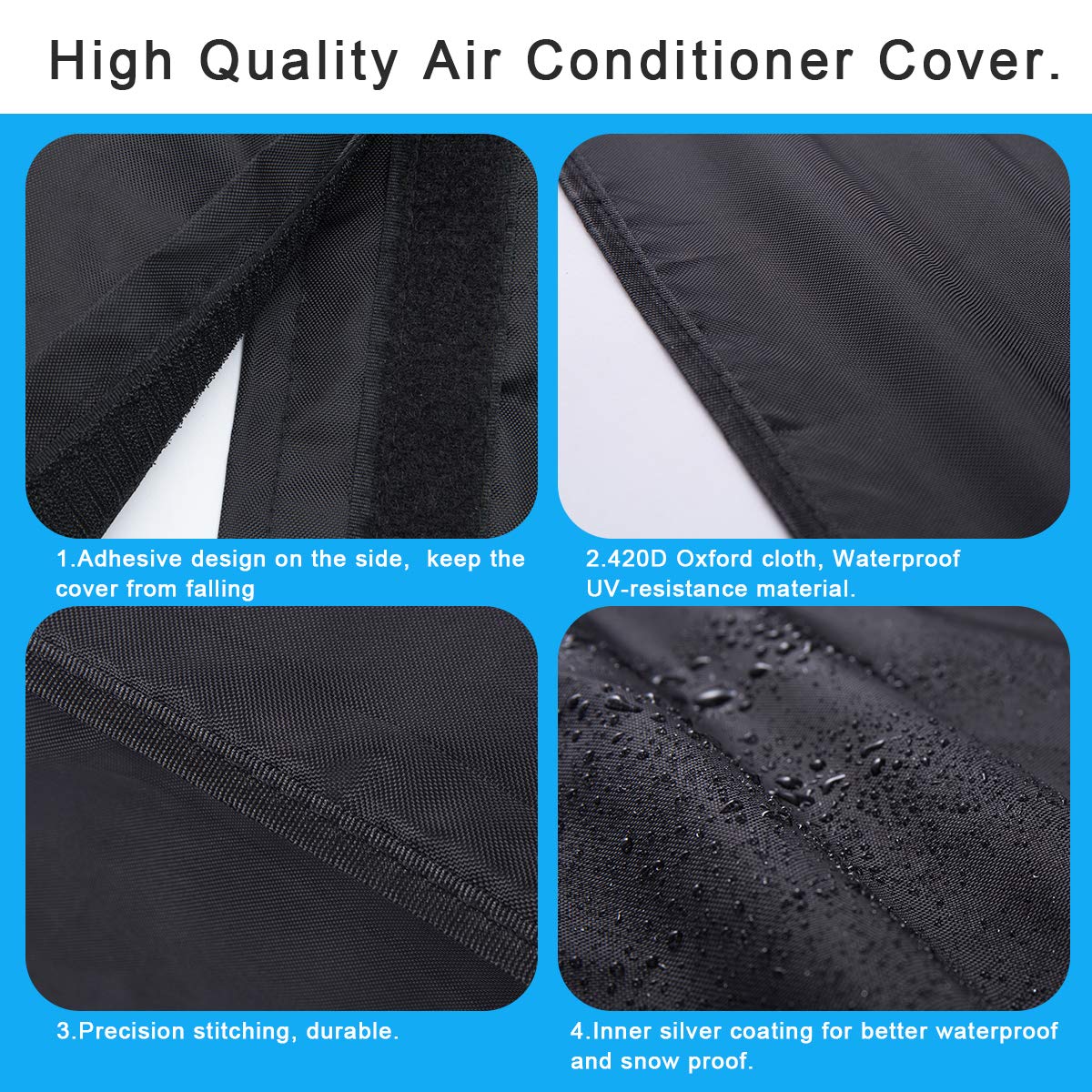 Luxiv Heavy Duty Outdoor AC Cover - 30W x 30D x 32H Black Waterproof Air Conditioner Cover for Central Units | Dust-Proof Protection | All-Weather Use for Patio, Backyard & Home Exterior