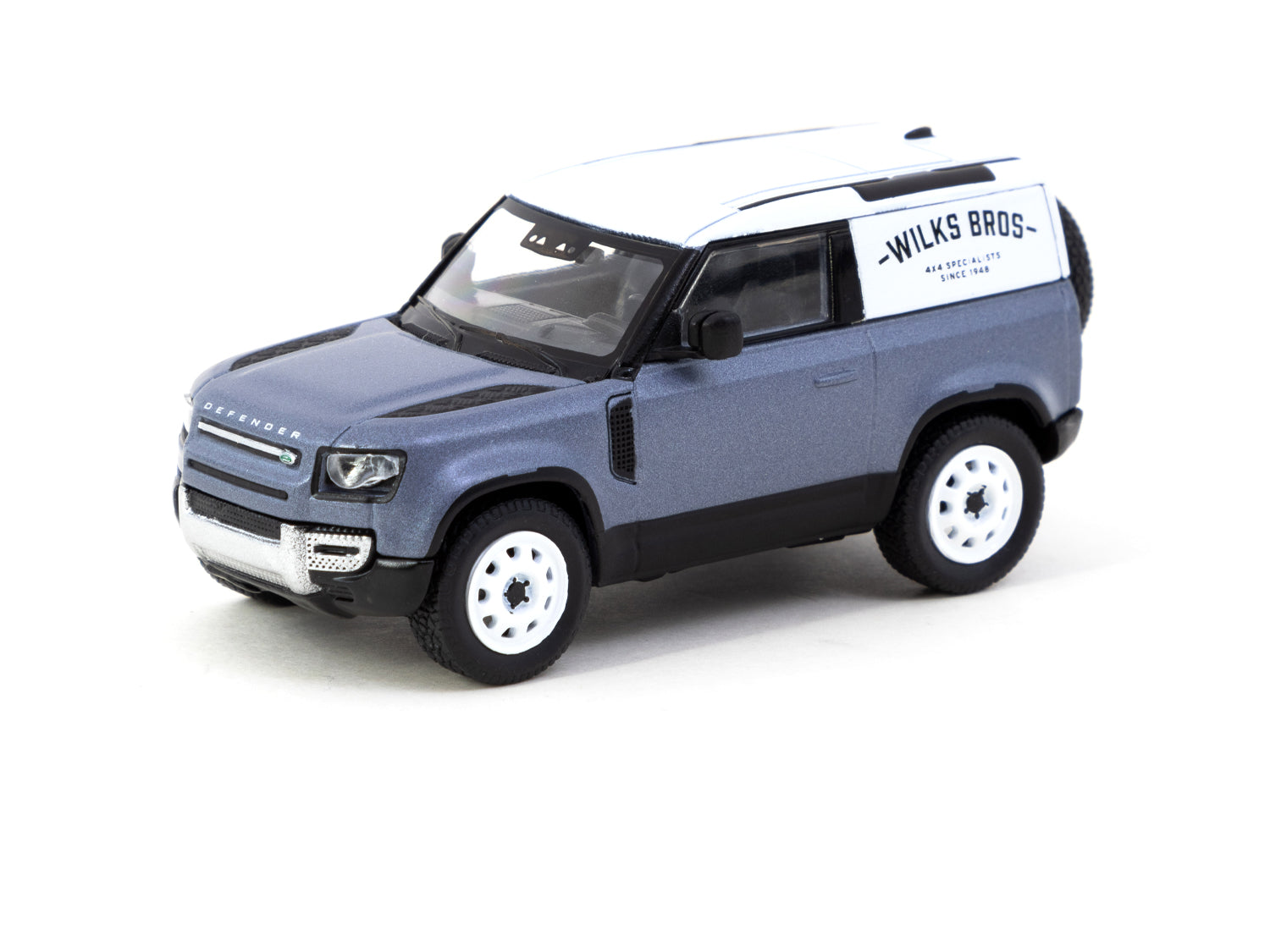 Tarmac Works 1/64 Scale Land Rover Defender 90 Diecast Model Car - Matt Blue Grey | Collectible Miniature SUV for Display & Gifts | Perfect for Diecast Collectors & Car Enthusiasts