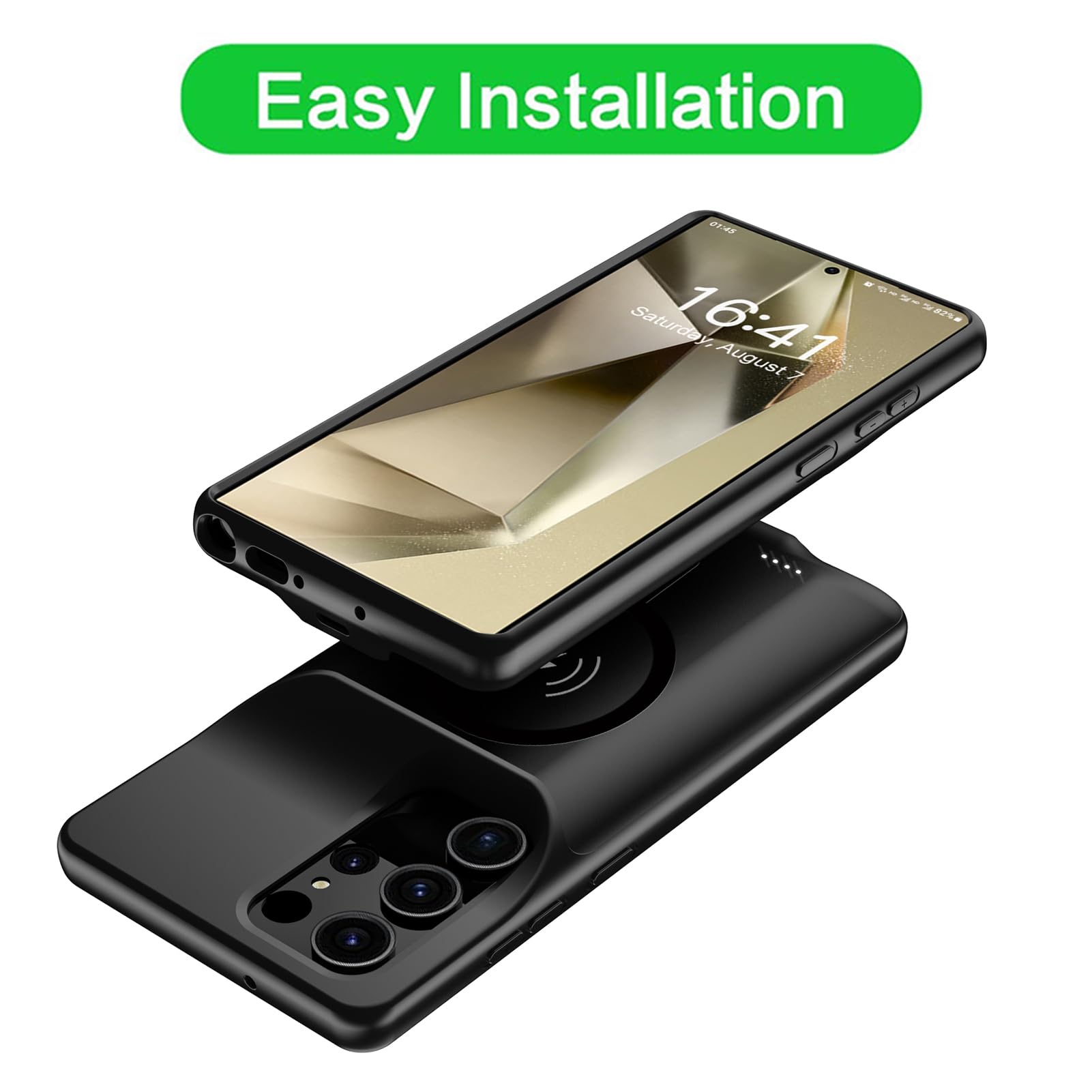 **Upgraded 12000mAh Wireless Charging Case for Samsung Galaxy S24 Ultra (6.8 Inch) – Portable Rechargeable Battery Pack with CarPlay Support – Extended Battery Charger Case (Black) – Perfect for Travel, Work & Daily Use**