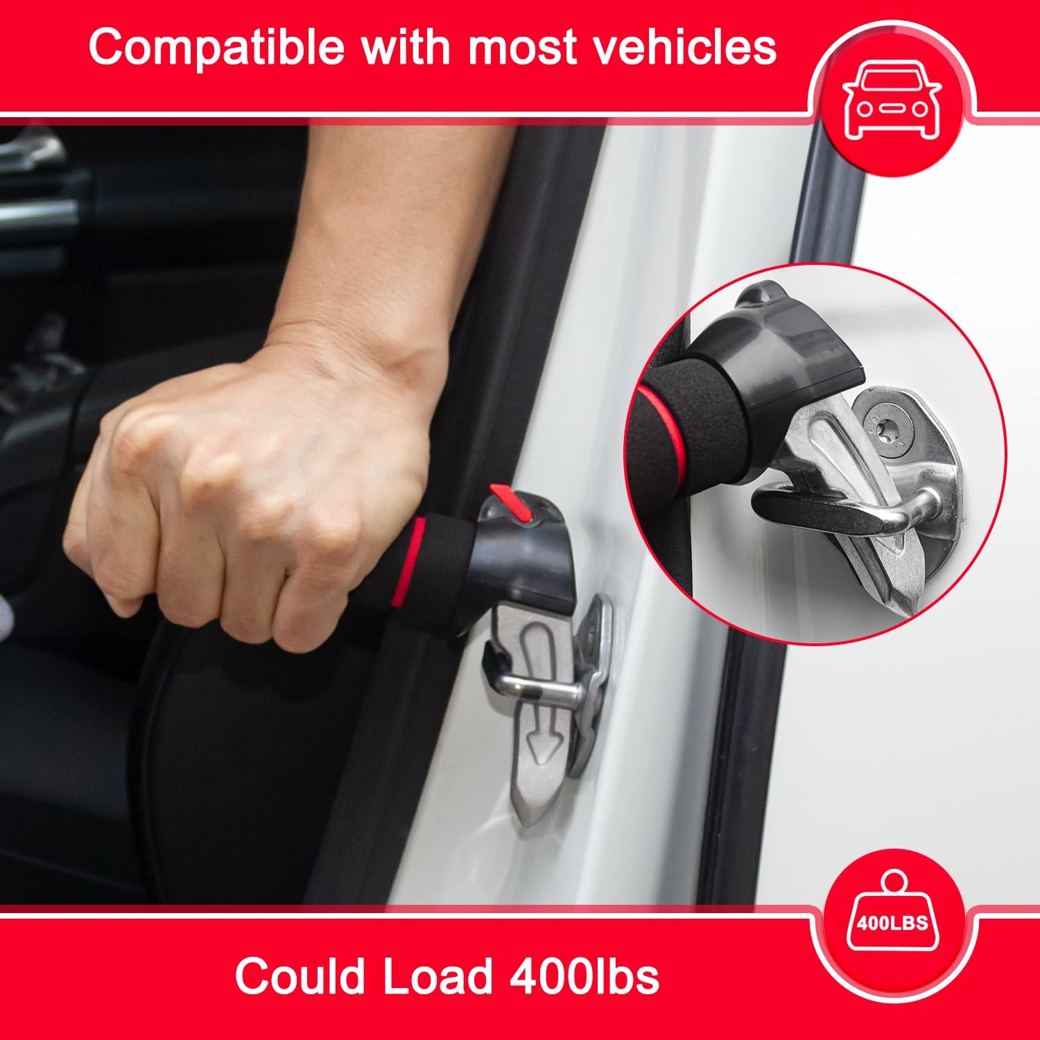 3 in 1 Car Door Handle Assist for Seniors & Disabled - Ergonomic Support Handle with Strong Grip - Ideal for Easy Car Entry/Exit & Mobility Assistance