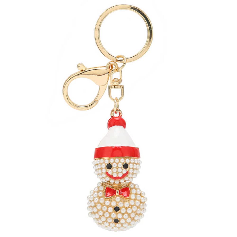 Pearl Snowman Keychain - Christmas Gift Jewelry for Bags & Keys