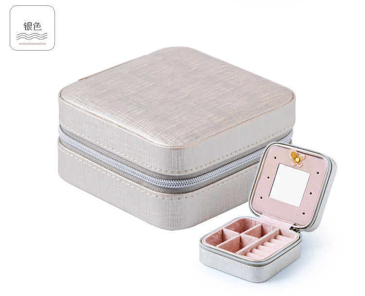 Women's Jewelry Organizer Box - PU Leather Travel Makeup Case with Mirror & Zipper - Perfect for Travel, Home Storage & Gift Giving