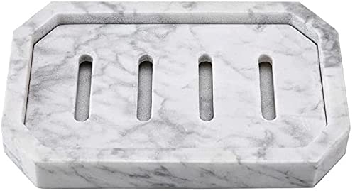 Marble Soap Dish Tray with Double Layer Drainage - Detachable Soap Holder for Bathroom, Shower & Kitchen Sink | Elegant Soap Container & Sponge Drainer for Modern Home Decor (Perfect for Bathroom Countertops, Shower Shelves & Kitchen Organization)