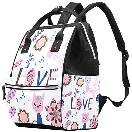 **Cute Waterproof Diaper Backpack for Baby Care - Multi-Functional Travel Bag with Cooler Pocket & Tissue Holder - Perfect for Outings, Daycare & Travel (Flowers & Animals Design)**