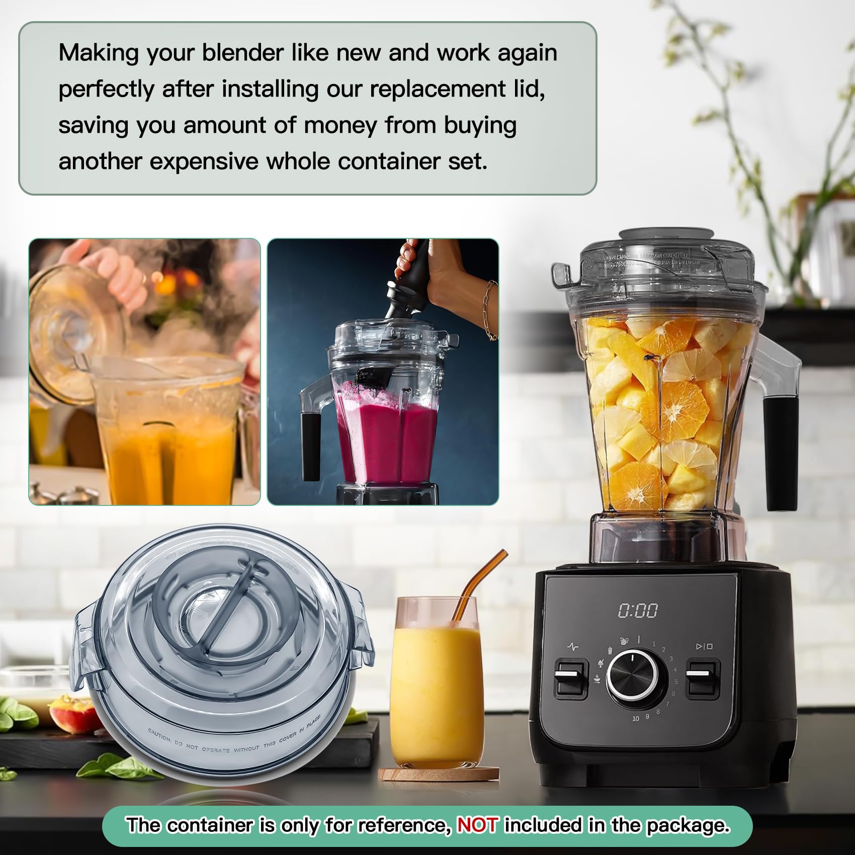 Vitamix Ascent 48 oz Blender Replacement Lid - Compatible with A3500, A2500, X2, X4, A3300, A2300, X3, X5 Models - BPA Free Self-Detect Pitcher Cover - Perfect for Smoothies, Soups & Nut Butters