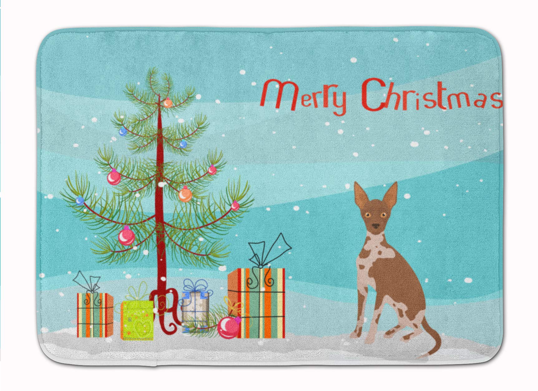 Tan Abyssinian Dog Christmas Tree Memory Foam Bath Mat - Non-Slip Machine Washable Rug for Bathroom, Kitchen & Living Room - Perfect Pet Lover Gift for Holidays & Home Decor