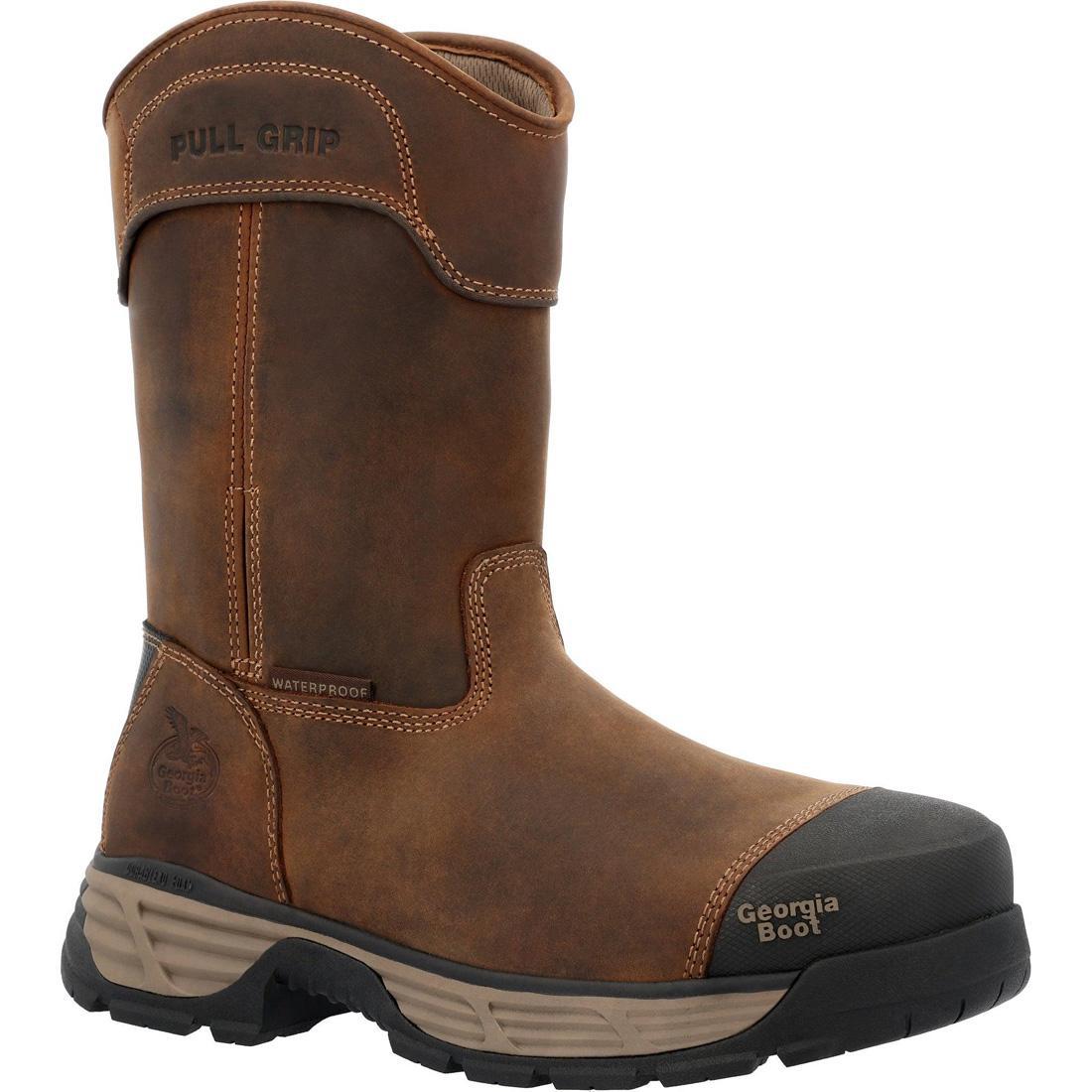 Durablend Edge 10 Waterproof Steel Toe Pull-On Work Boots for Men - Slip Resistant Safety Shoes for Construction, Warehouse & Outdoor Work