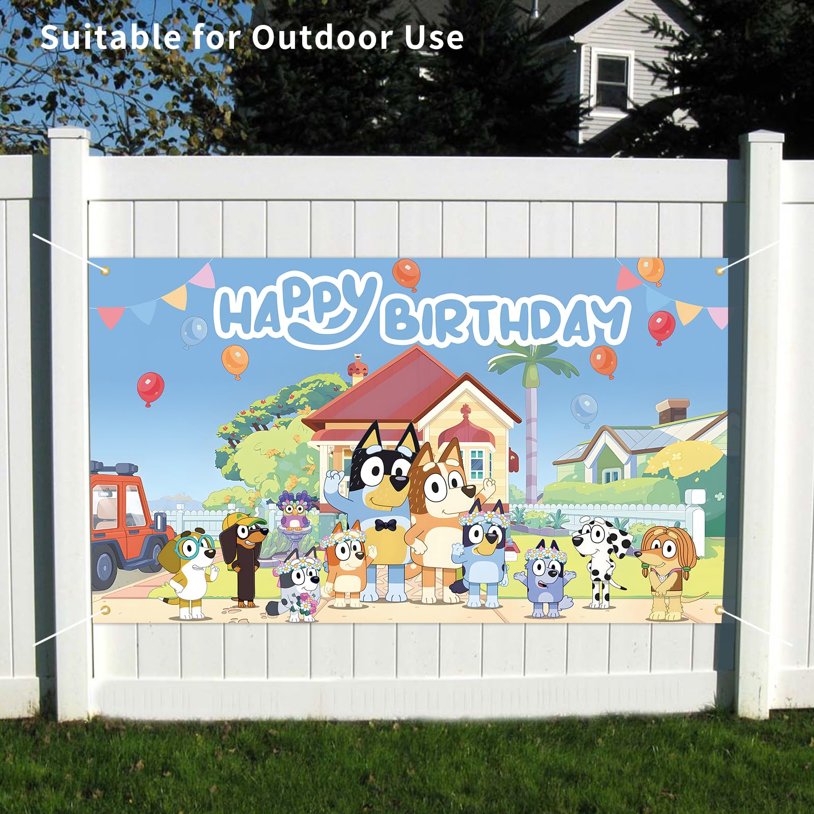 Dog Happy Birthday Banner - 185x110cm Blue Birthday Party Decorations for Kids | Reusable Boys & Girls Birthday Gift | Photography Backdrop for Birthday Celebrations & Home Decor