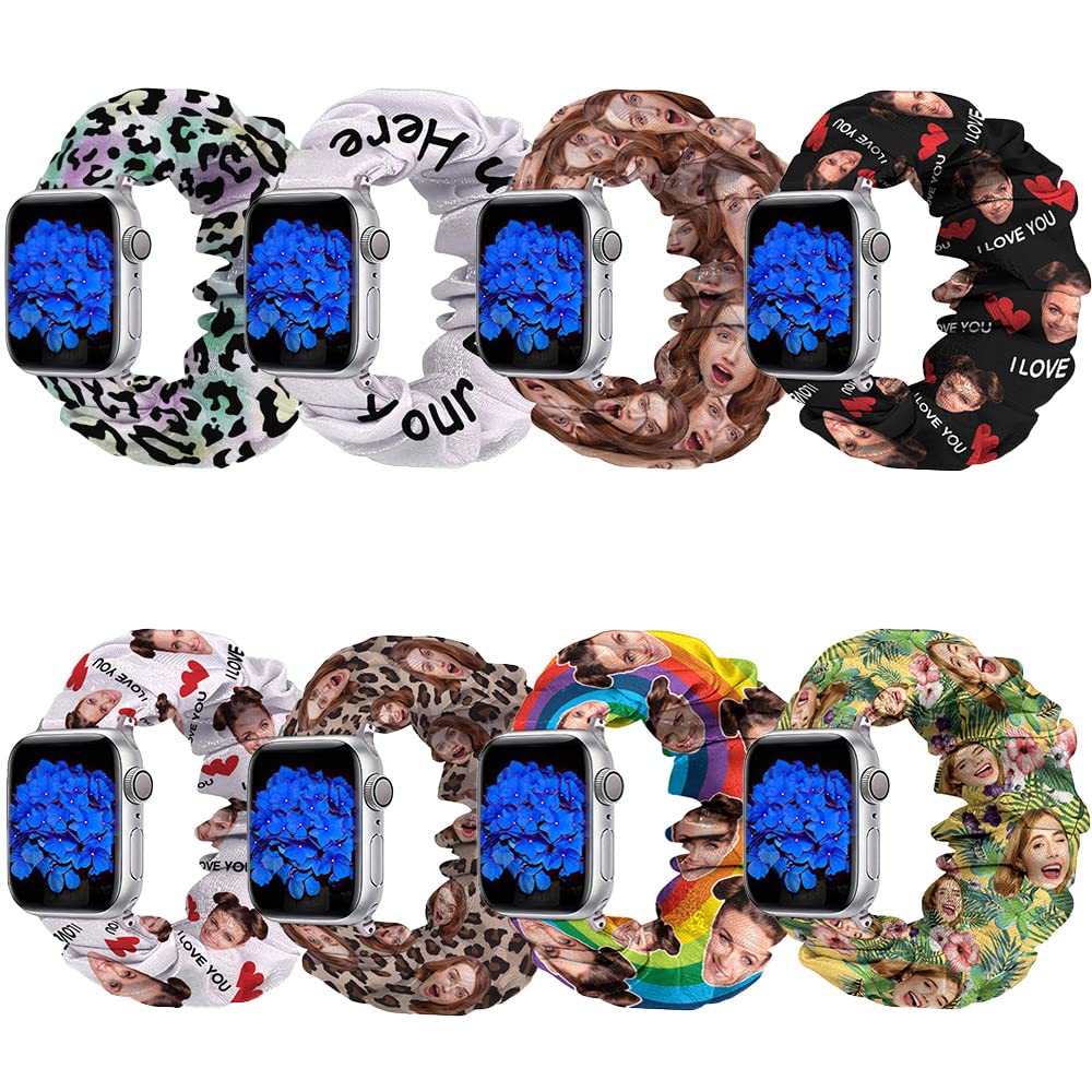 Scrunchie Apple Watch Band Customizable - Soft Elastic Fabric Strap with Custom Print for Women, 38-44mm Replacement Wristband Bracelet, Perfect for Workouts, Yoga & Fashion Accessories
