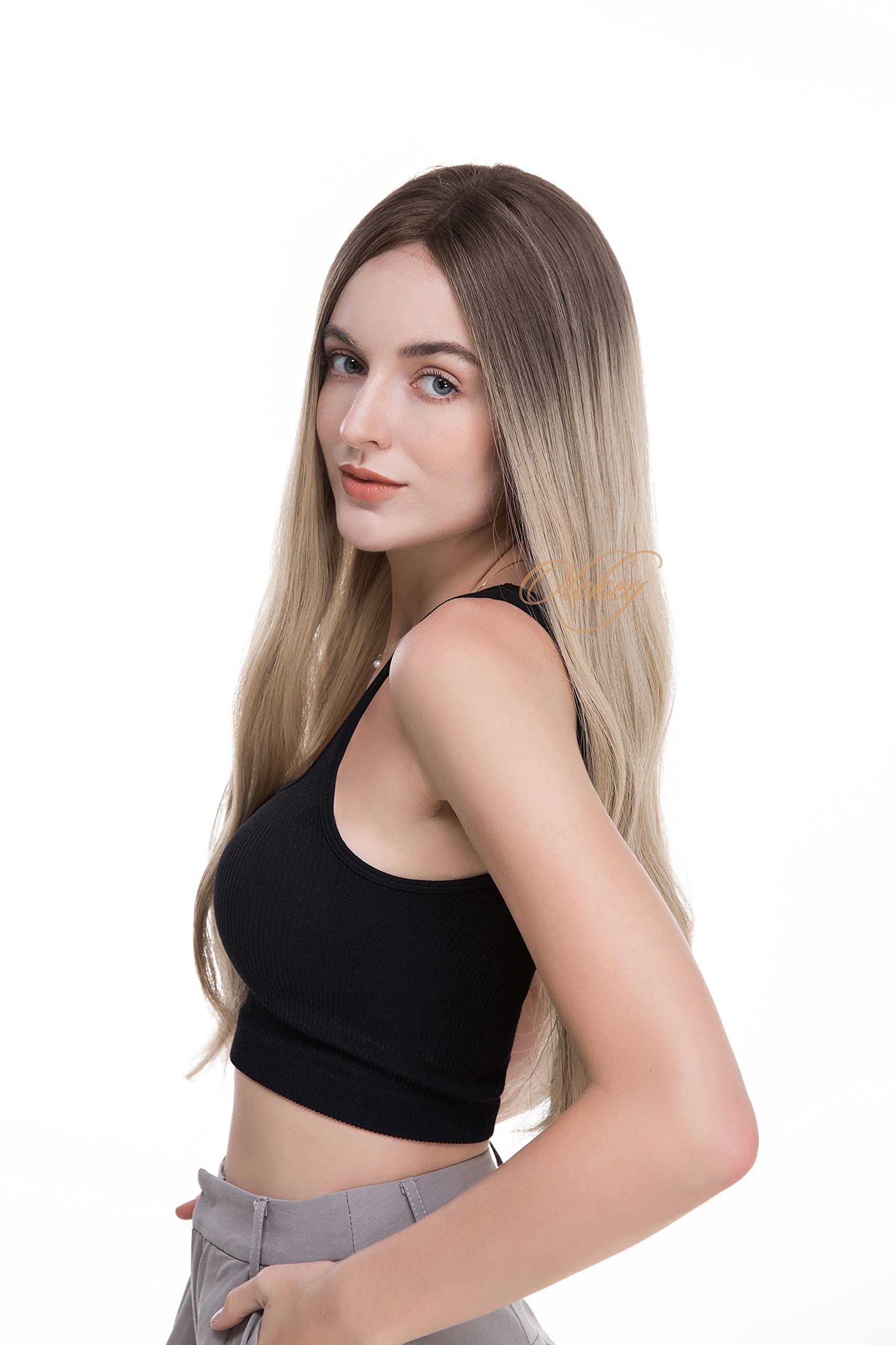 16-inch Virgin European Hair Kosher Wig - Lace Top Balayage Ombre Blonde Highlights | Perfect for Cosplay, Daily Wear & Special Occasions