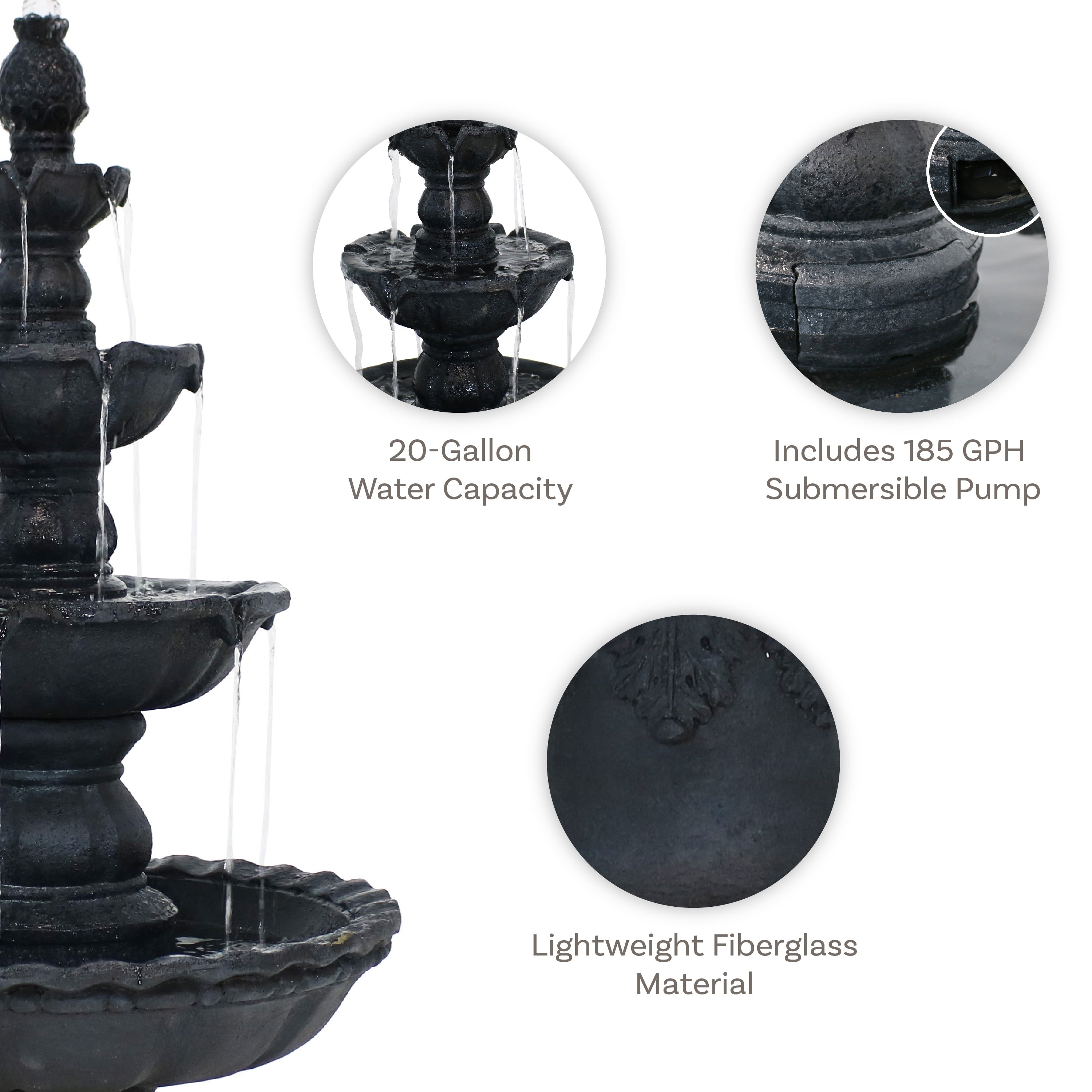 Sunnydaze 4 Tier Pineapple Outdoor Water Fountain - 52 Inch Tall Garden Decor for Patio, Yard & Backyard | Relaxing Tropical Water Feature for Outdoor Spaces