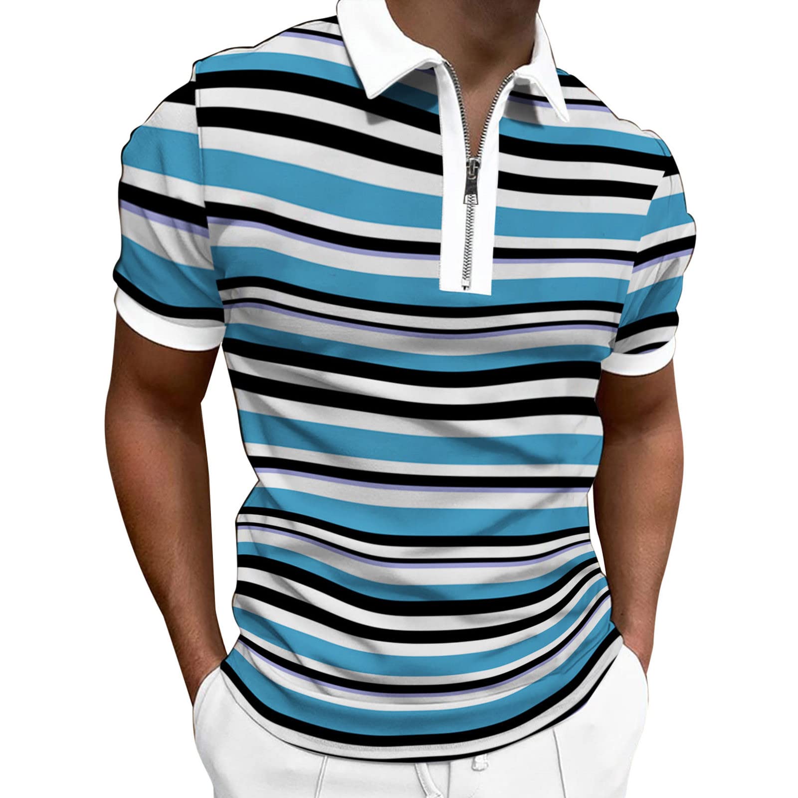 Premium Men's Fashion T-Shirts & Short Sleeve Tops - Breathable Summer Casual Shirts with Lapel Zipper Design | Ideal for Outdoor Activities, Beach Wear & Everyday Comfort