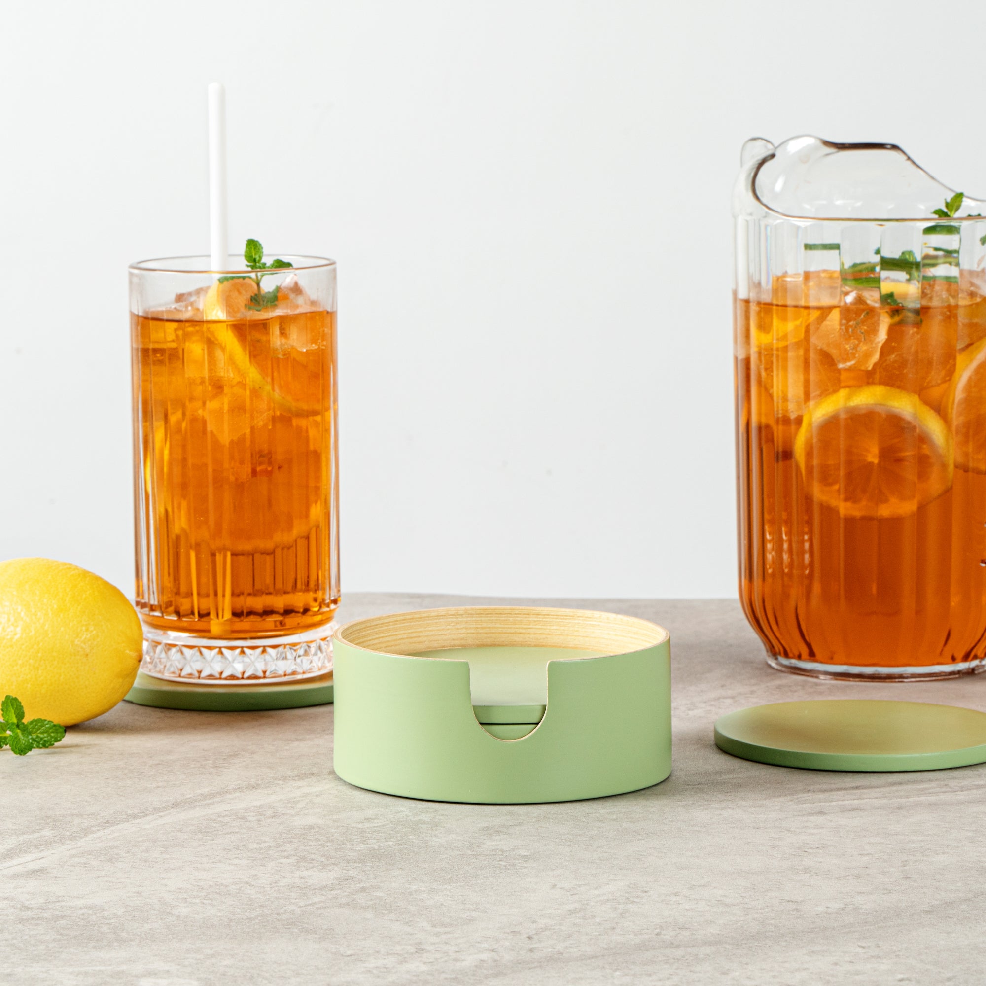 Bambuddha Eco-Friendly 6-Piece Green Bamboo Coaster Set with Holder - 4