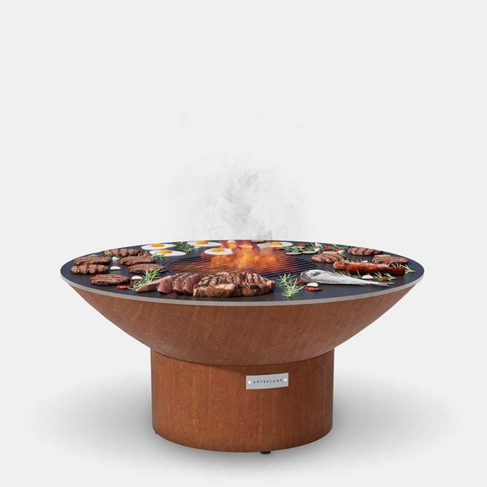 Arteflame Classic 40 Inch Outdoor Grill with Low Round Base - Perfect for Backyard BBQs, Camping, and Patio Cooking