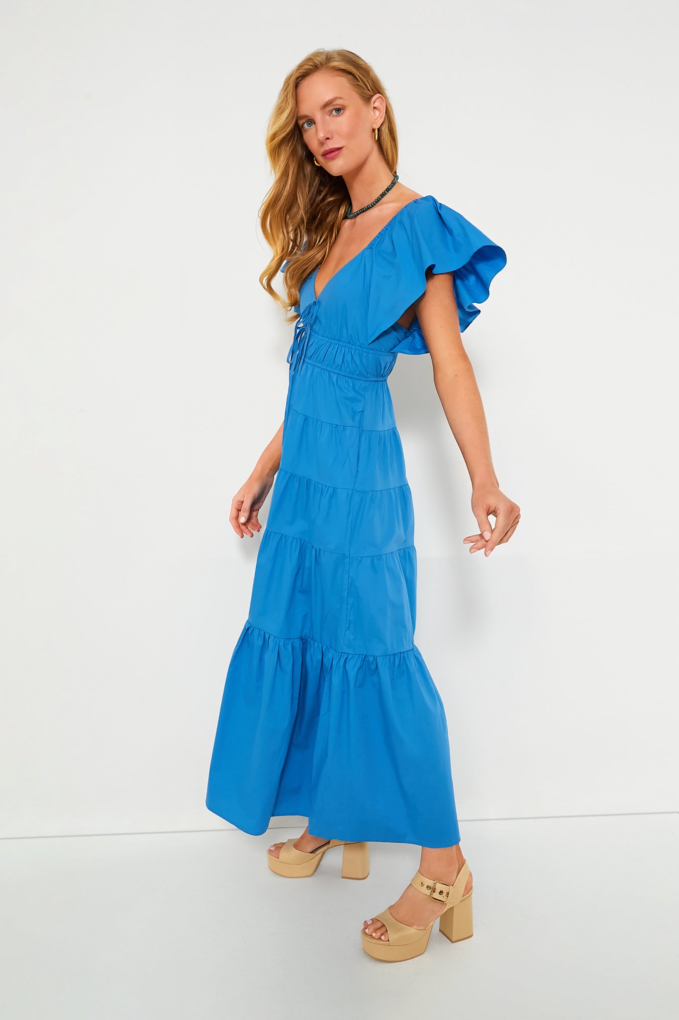 Blue V-Neck Maxi Dress for Women - Elegant Long Flowy Summer Dress for Beach, Party & Casual Wear