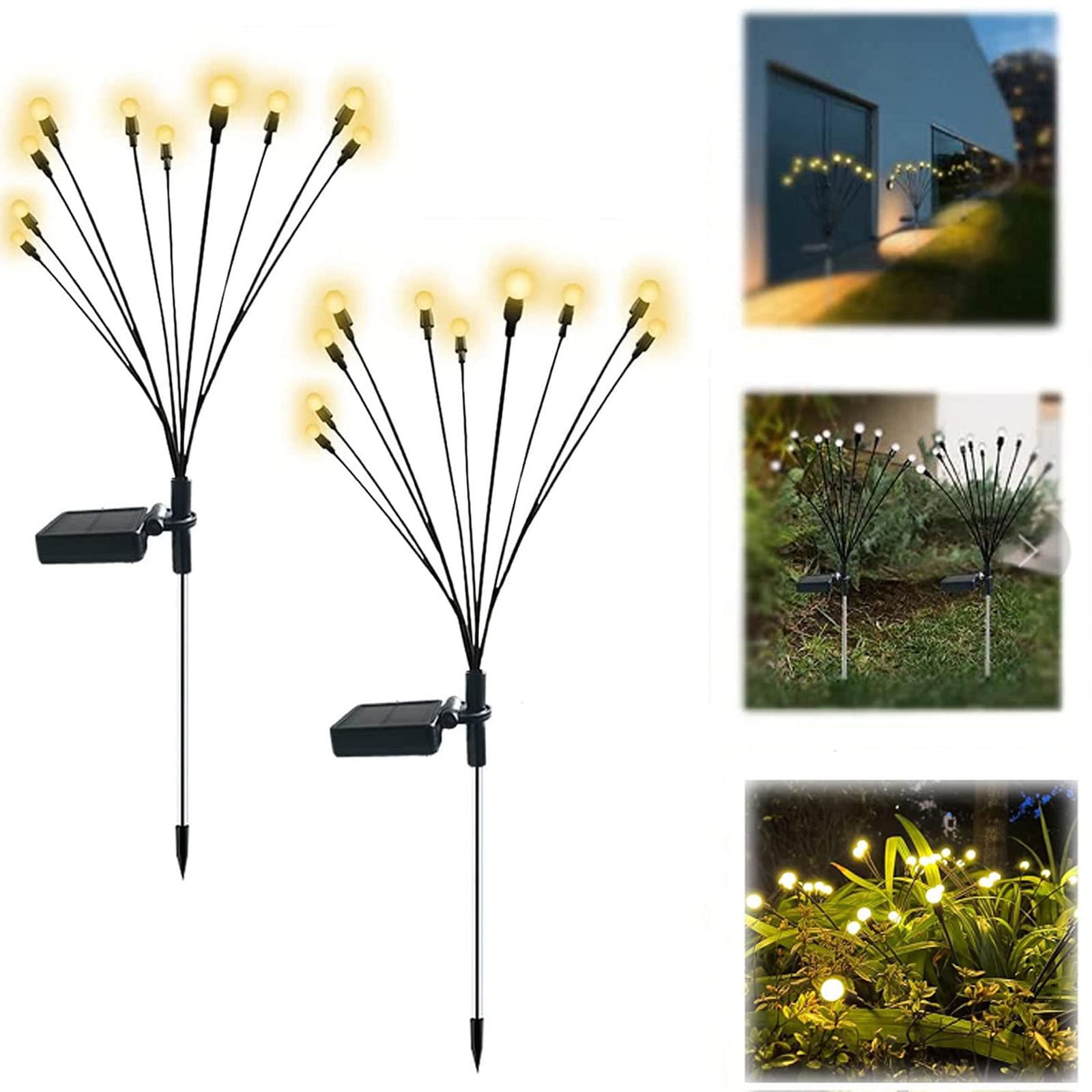 10 LED Solar Firefly Lights - Waterproof Outdoor Garden Decor for Patio & Yard