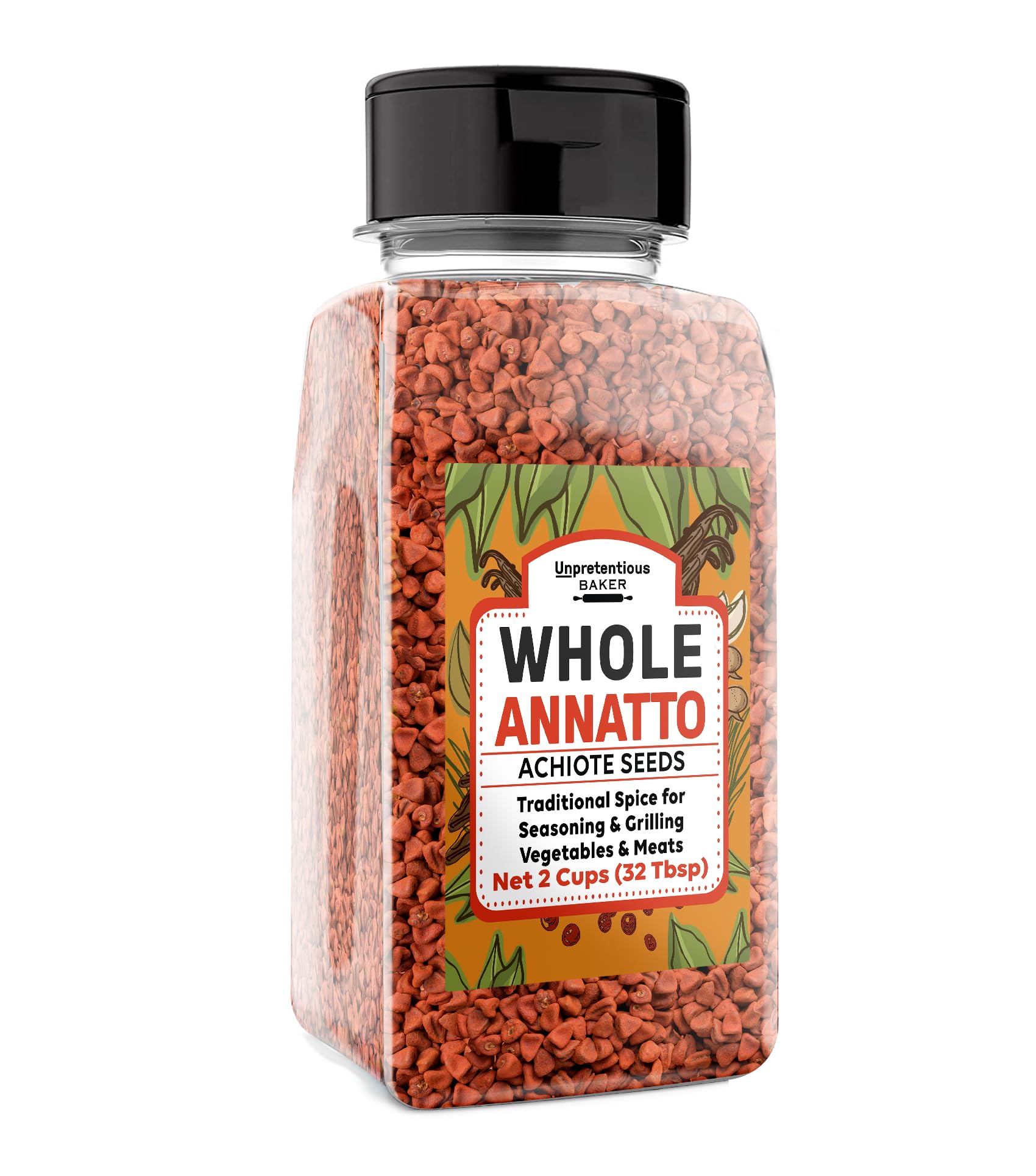 Organic Whole Annatto Seeds 2 Cups - Natural Food Coloring & Seasoning for Grilling, BBQ Rub, Cooking - Perfect for Mexican, Latin & Caribbean Dishes