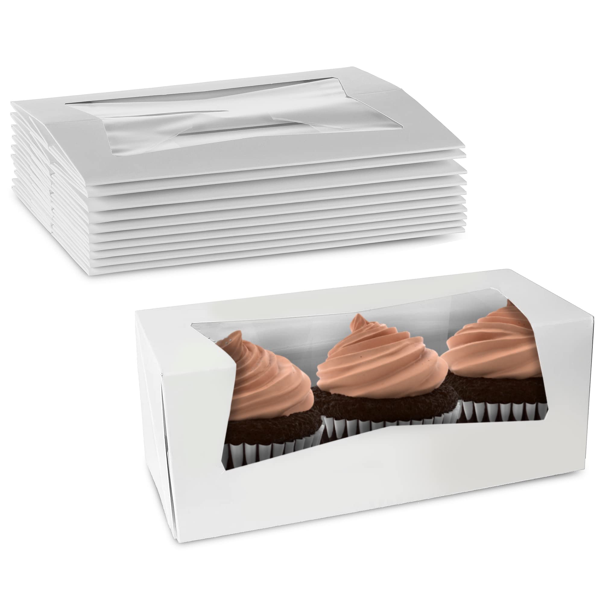 Auto Pop-Up White Cupcake Boxes 9x4x3.5