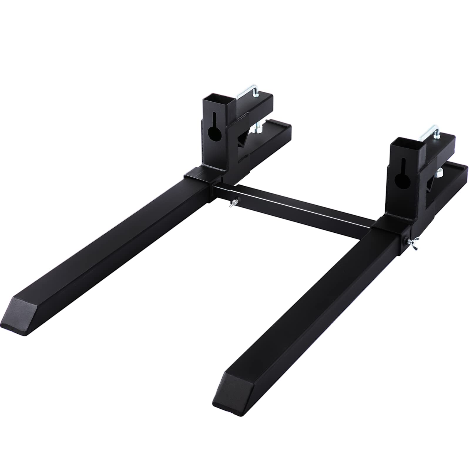 BestEquip 4000 Lbs Capacity Clamp-On Pallet Forks for Tractor Bucket - Heavy Duty Adjustable Stabilizer Bar, 58.7