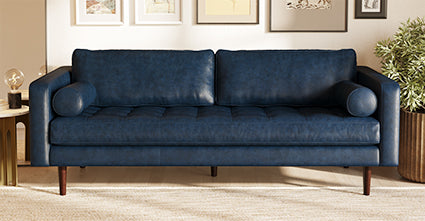 Premium Napa Leather Sofa - Modern Luxury Living Room Furniture for Home & Office - Perfect for Relaxing, Entertaining & Stylish Decor