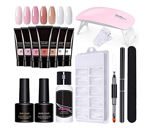 Professional Polygel Nail Extension Kit with UV Lamp - Complete Starter Set for Acrylic Nails, Includes Gel Polish, Nail Files & Clips - Perfect for Salon & Home Manicures