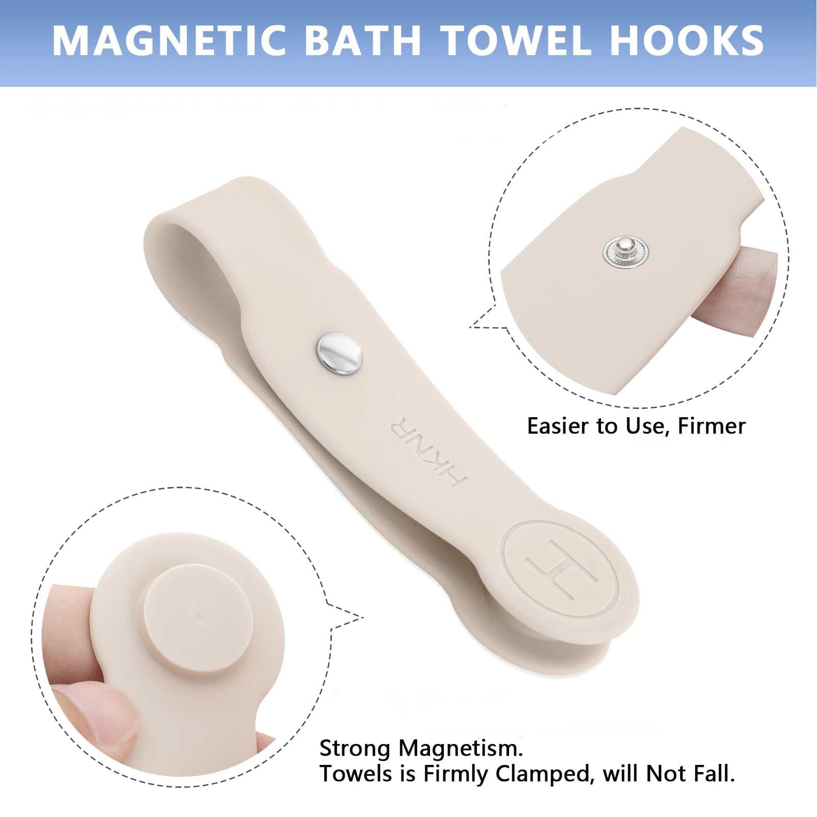 1 Pcs Strong Magnetic Towel Clips for Kitchen - Waterproof Silicone Towel Holder - Multi-Purpose for Bathroom, Kitchen & Outdoor Use (Beige) - Perfect for Hanging Towels, Aprons & Utensils in Home & Camping