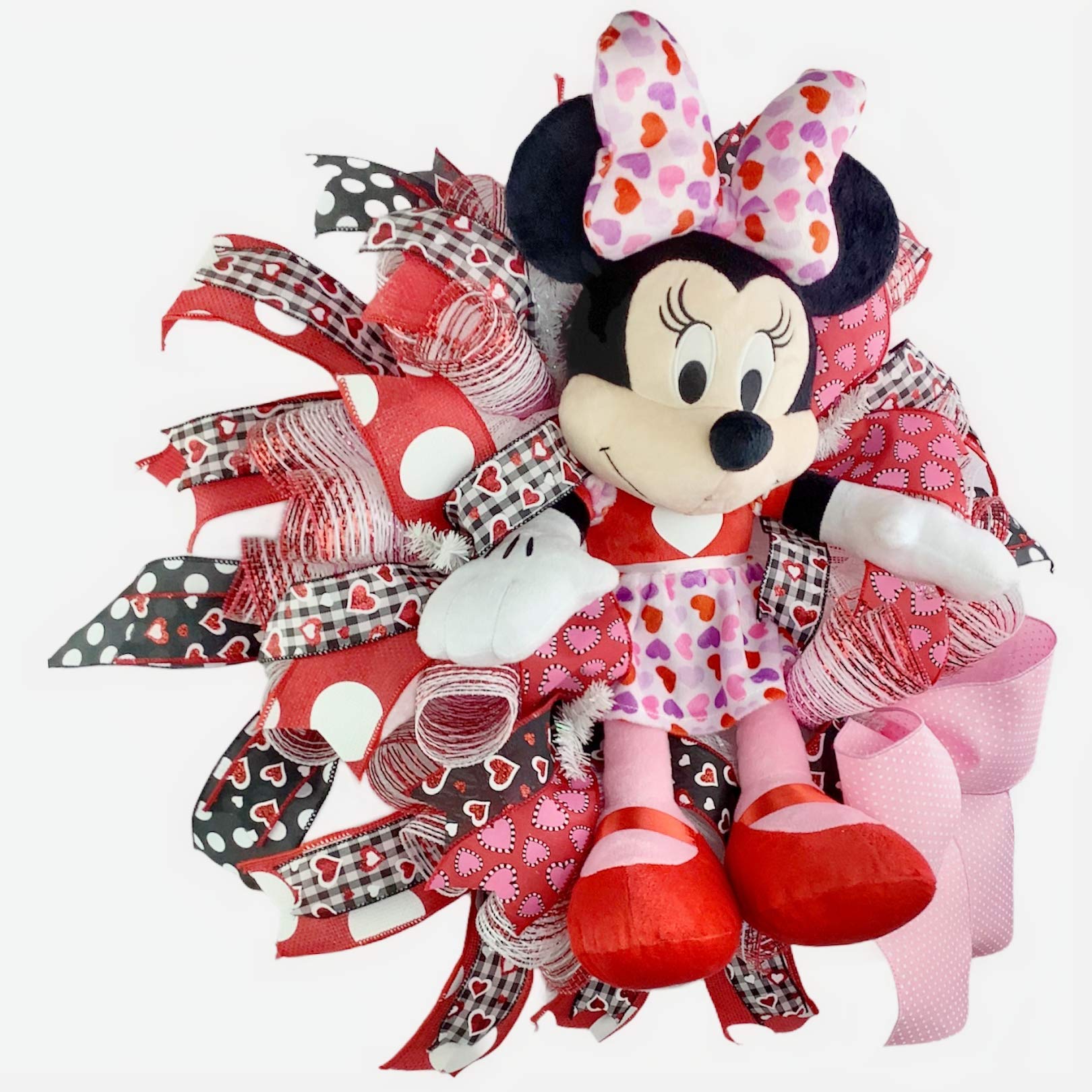 Valentine's Day Minnie Mouse Wreath for Front Door - Weather Resistant Fabric Mesh Decor - Perfect for Home, Party & Holiday Decoration